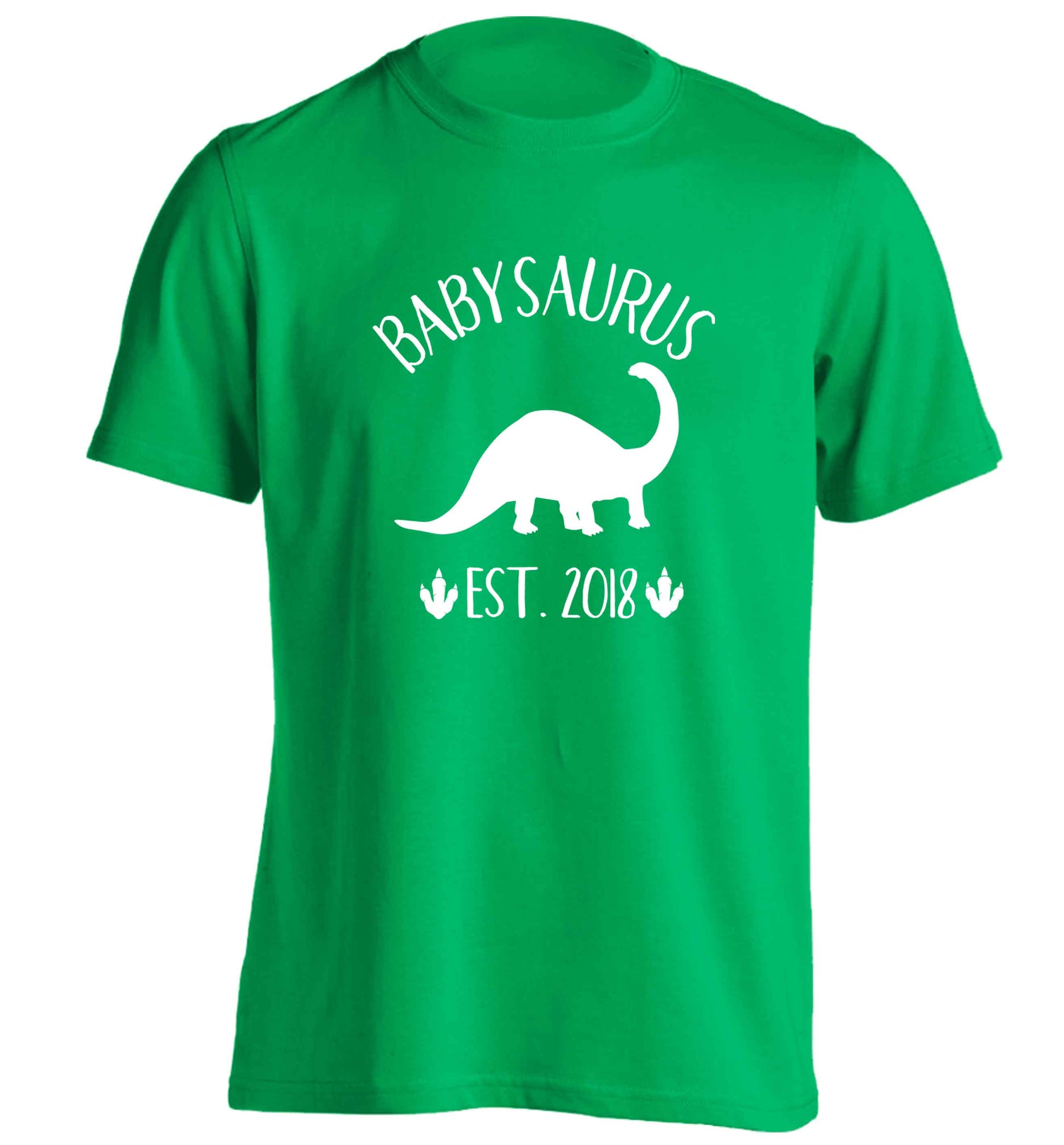 Personalised babysaurus since (custom date) adults unisex green Tshirt 2XL