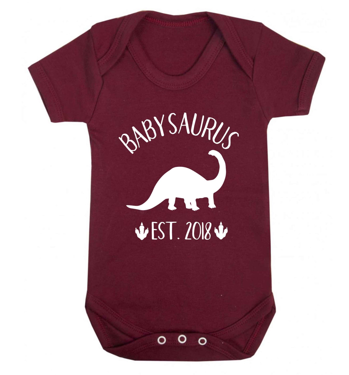 Personalised babysaurus since (custom date) Baby Vest maroon 18-24 months