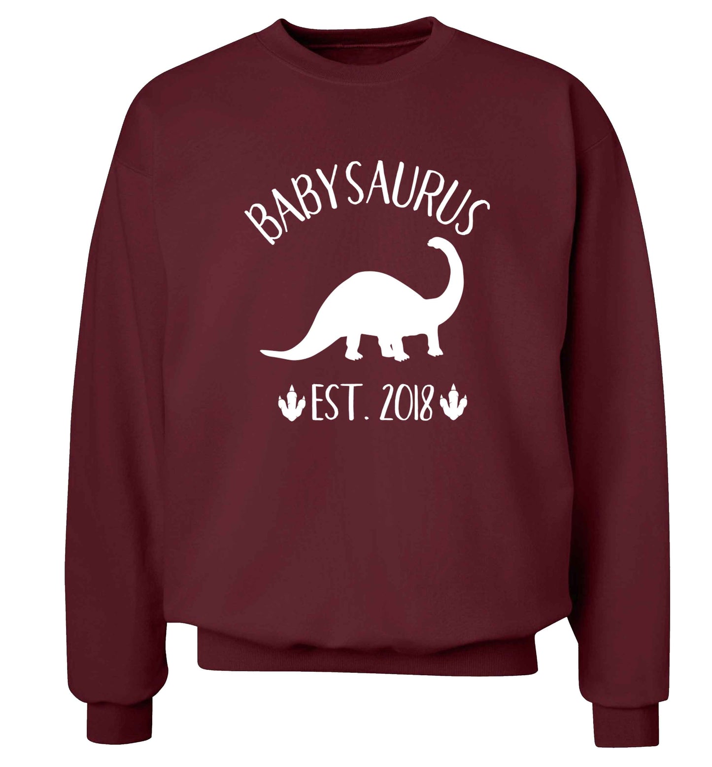 Personalised babysaurus since (custom date) Adult's unisex maroon Sweater 2XL