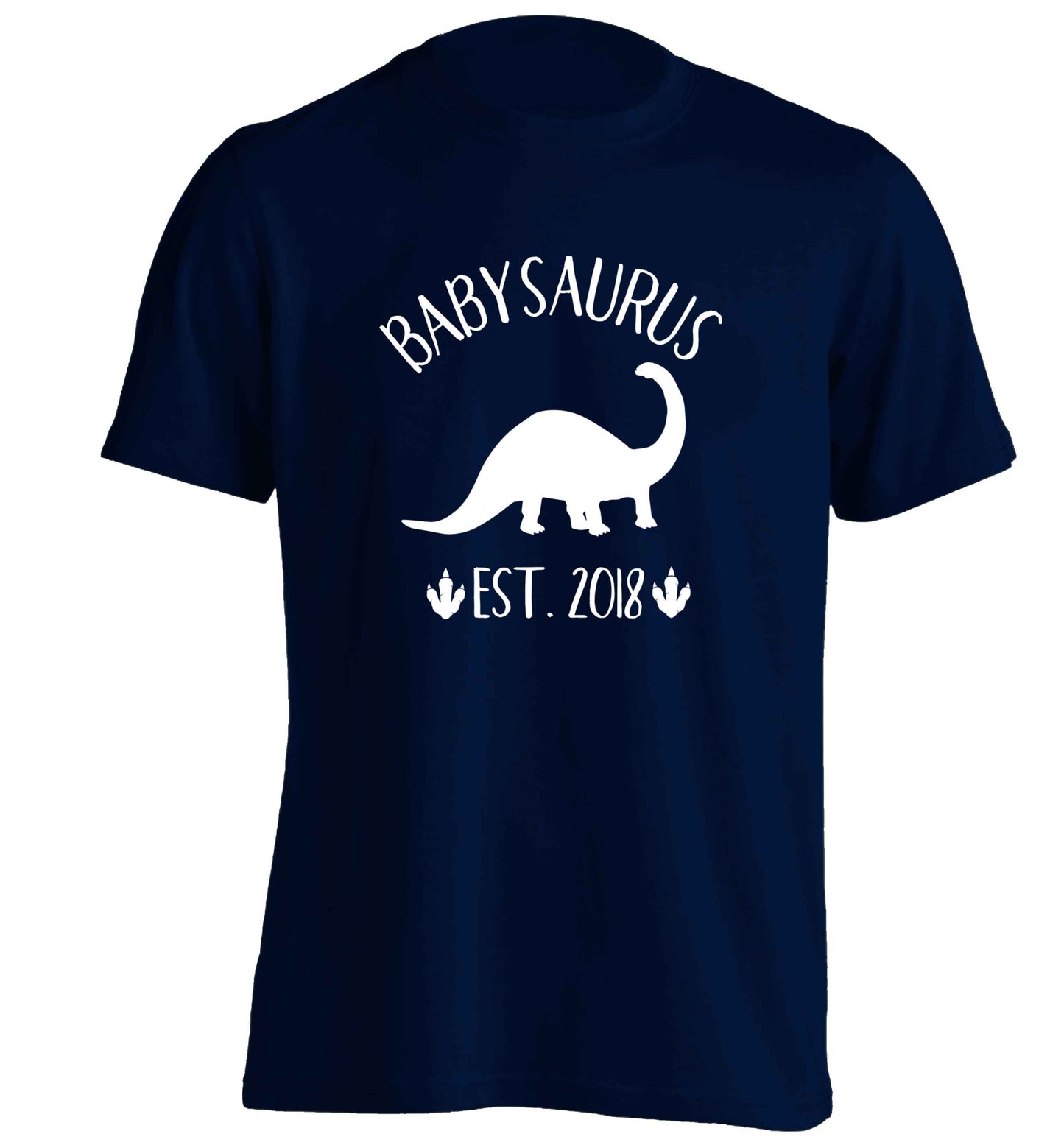 Personalised babysaurus since (custom date) adults unisex navy Tshirt 2XL