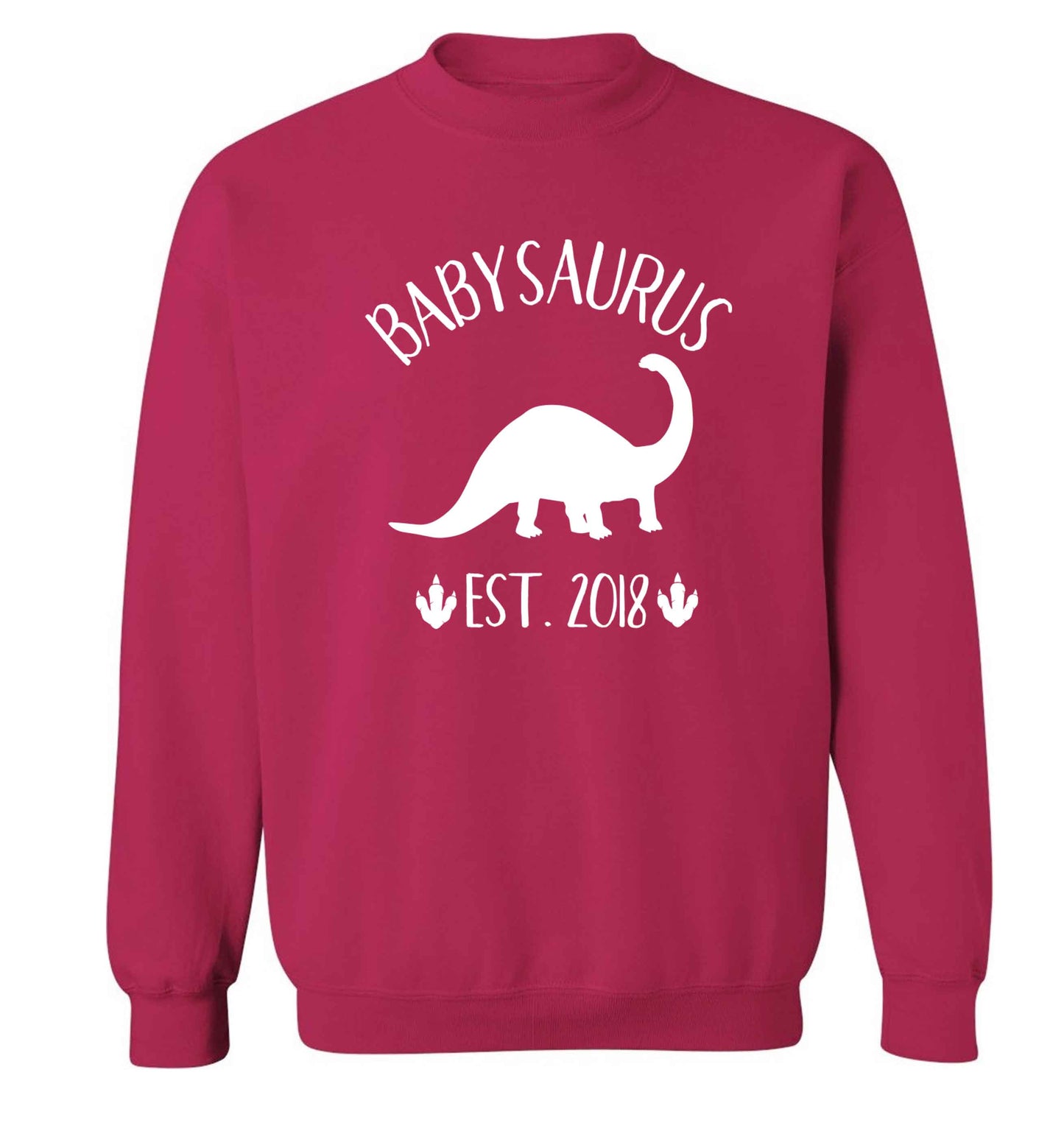 Personalised babysaurus since (custom date) Adult's unisex pink Sweater 2XL