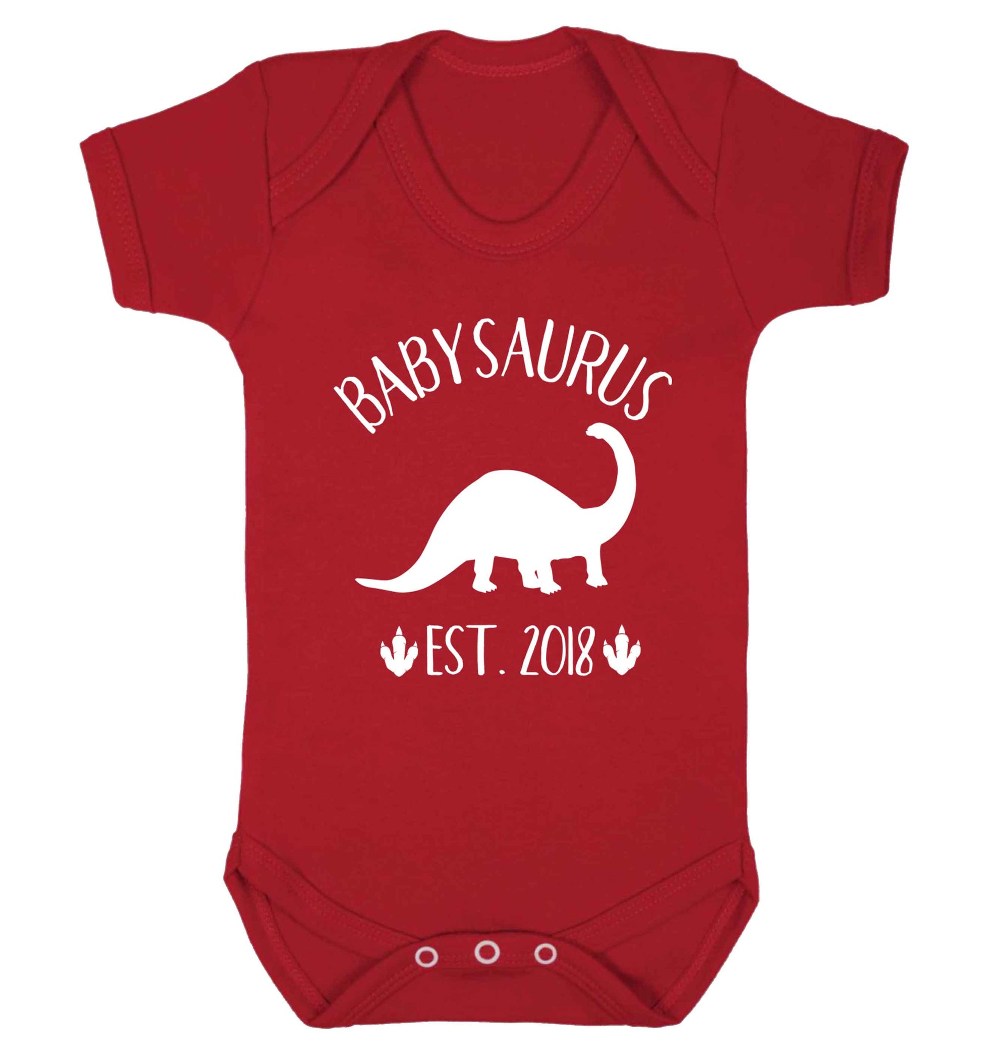 Personalised babysaurus since (custom date) Baby Vest red 18-24 months