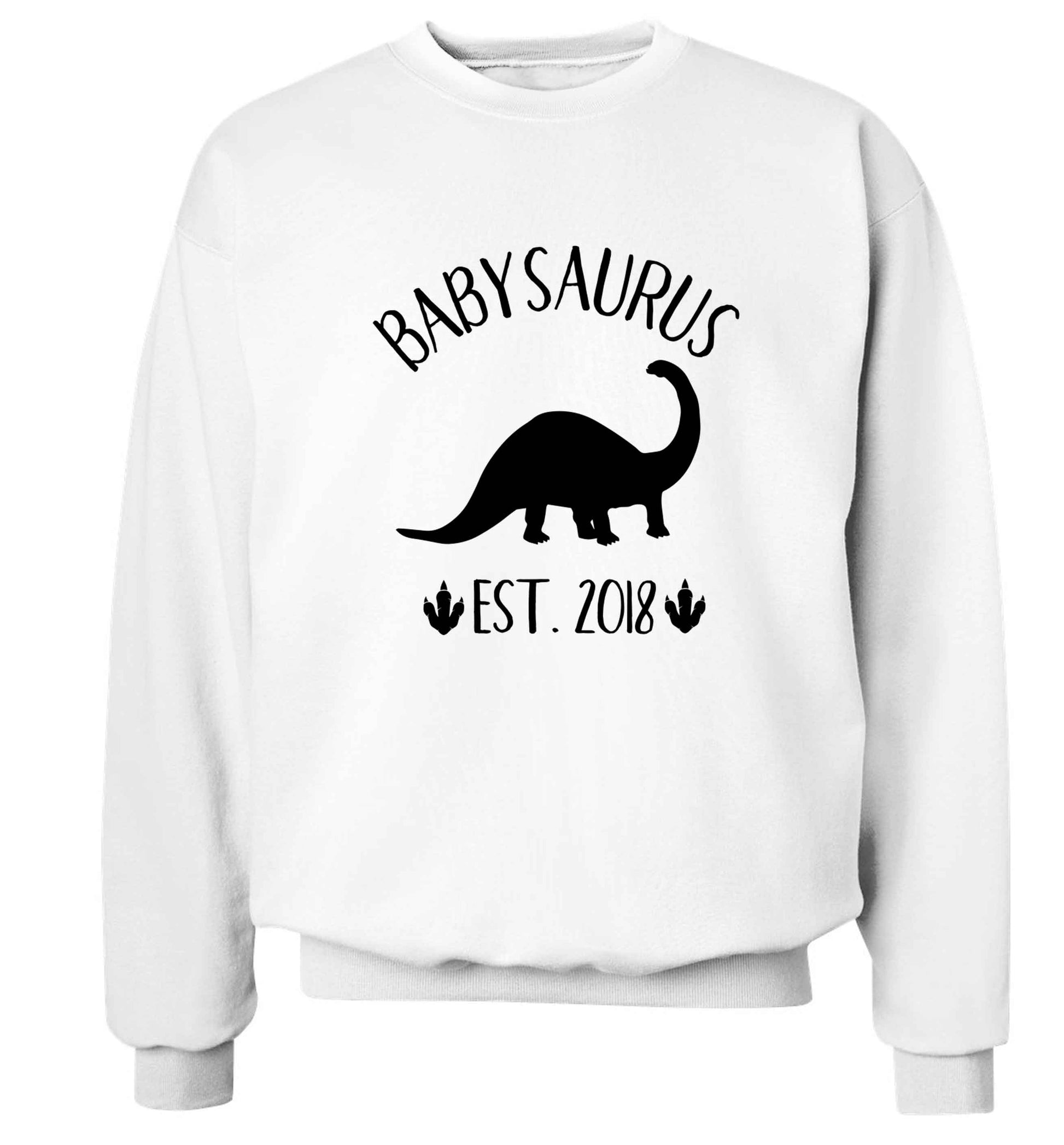 Personalised babysaurus since (custom date) Adult's unisex white Sweater 2XL