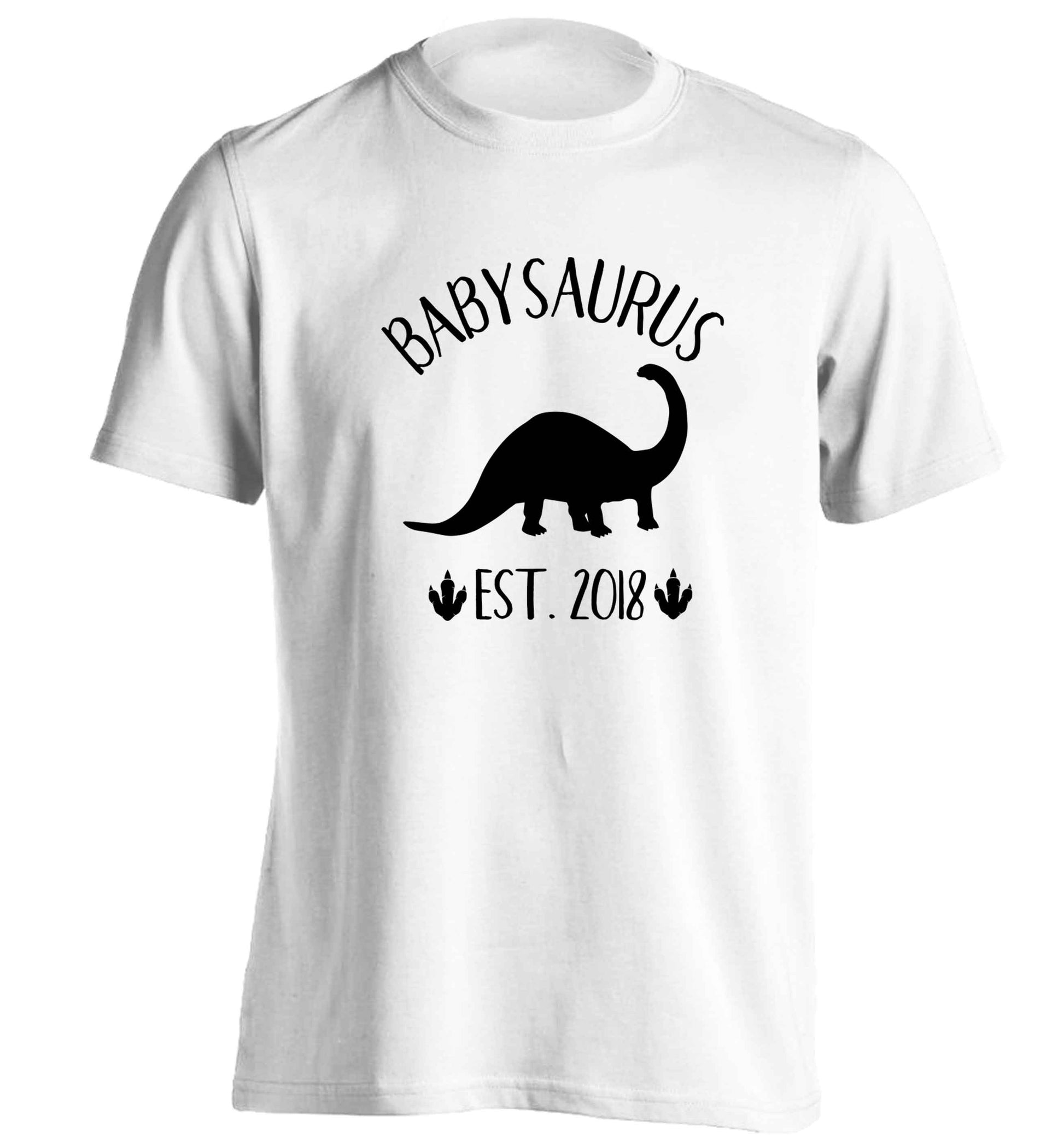 Personalised babysaurus since (custom date) adults unisex white Tshirt 2XL