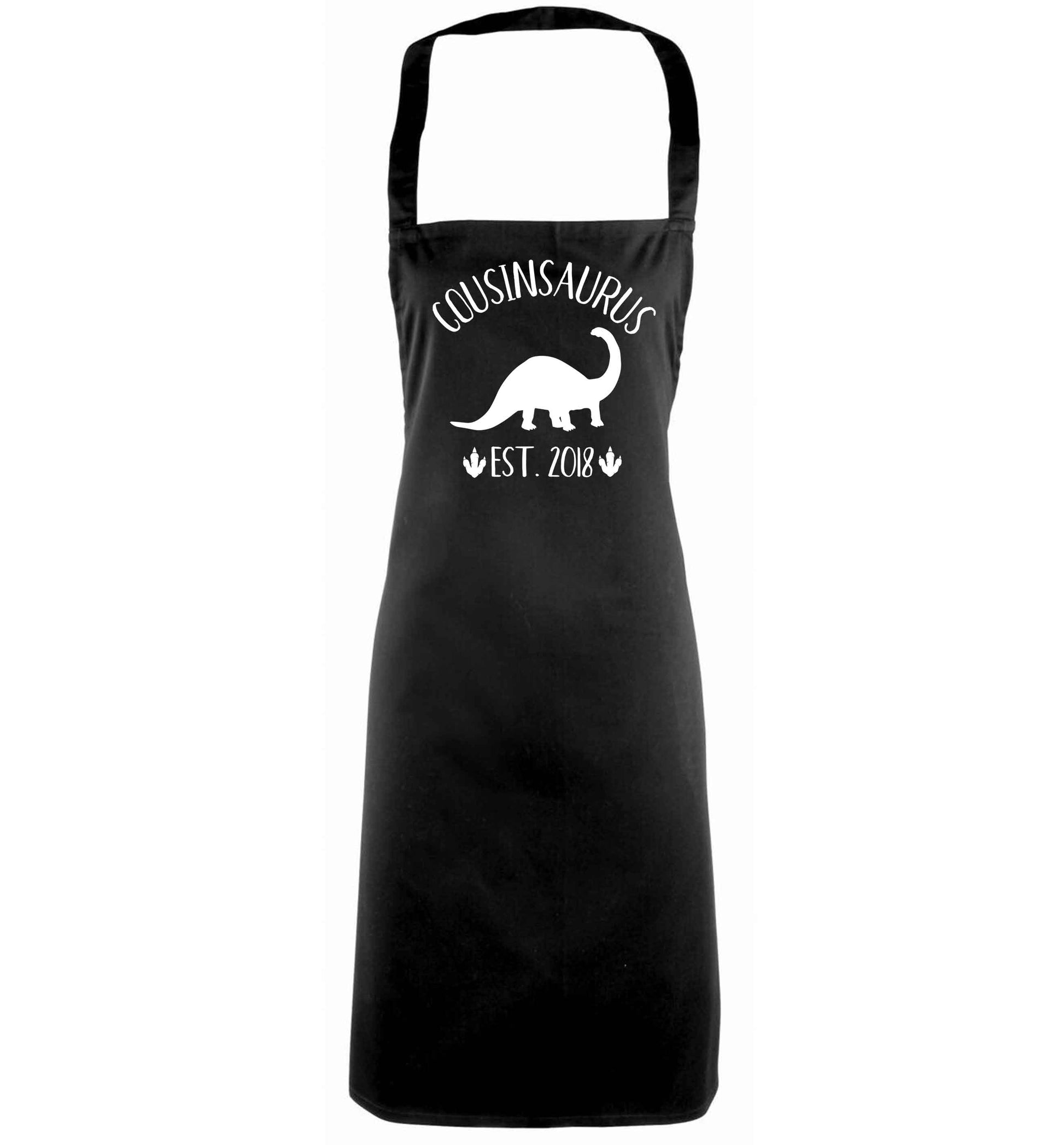 Personalised cousinsaurus since (custom date) black apron