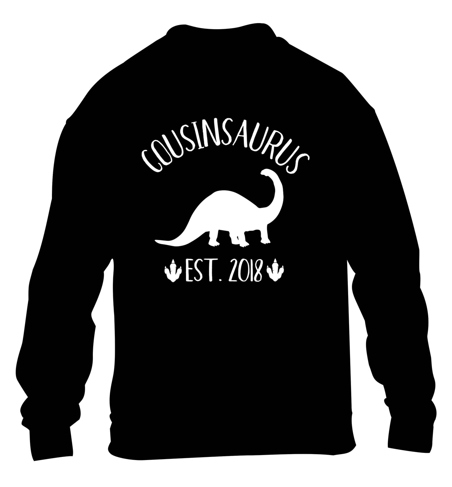 Personalised cousinsaurus since (custom date) children's black sweater 12-13 Years