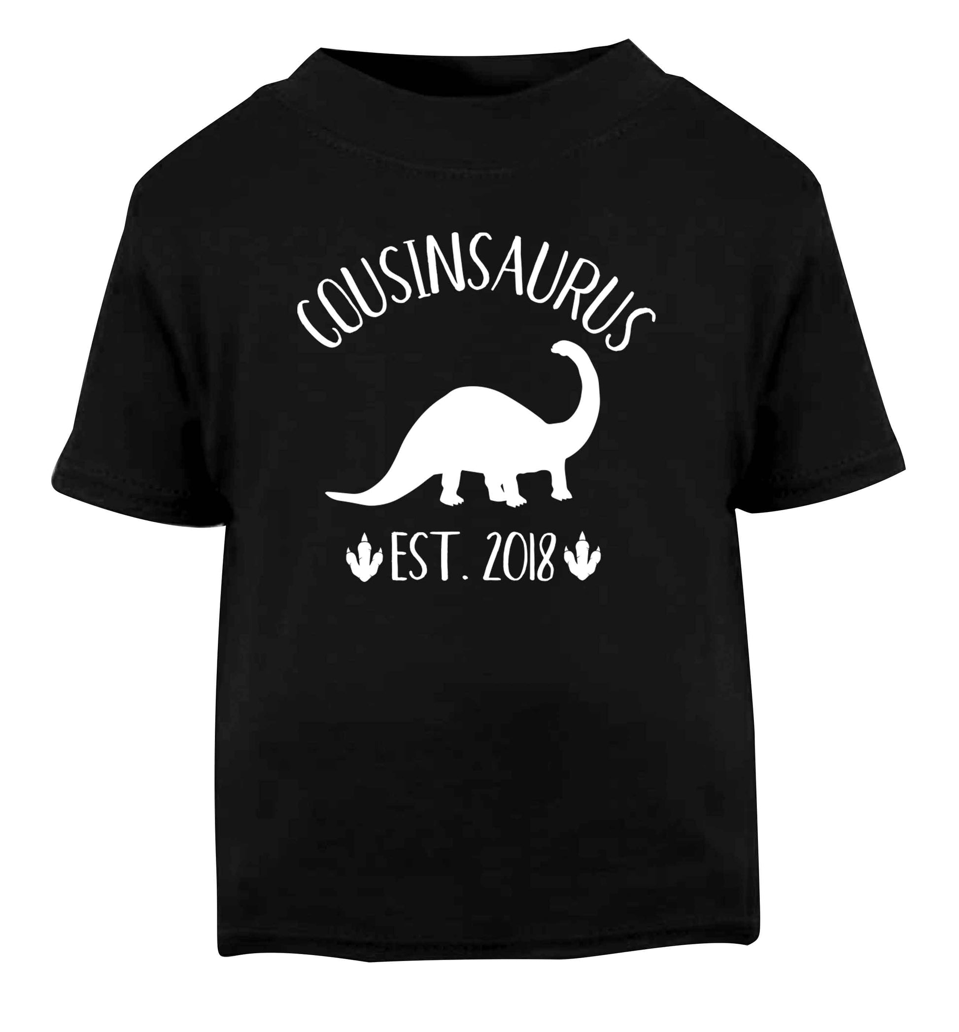 Personalised cousinsaurus since (custom date) Black Baby Toddler Tshirt 2 years