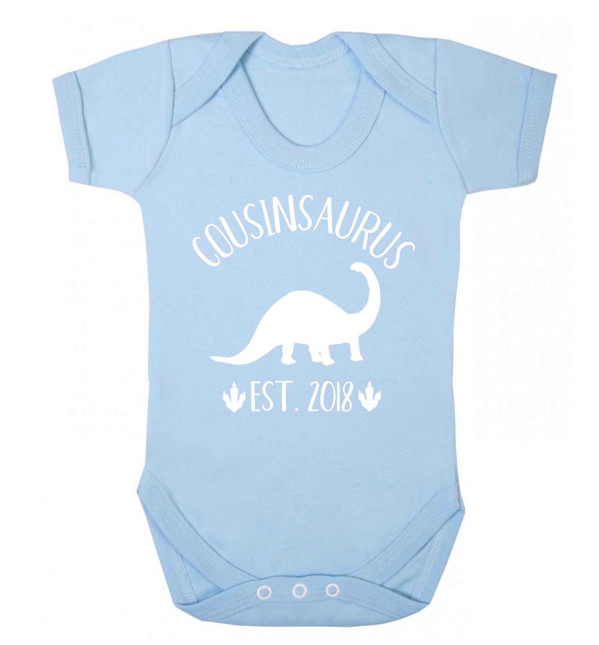 Personalised cousinsaurus since (custom date) Baby Vest pale blue 18-24 months