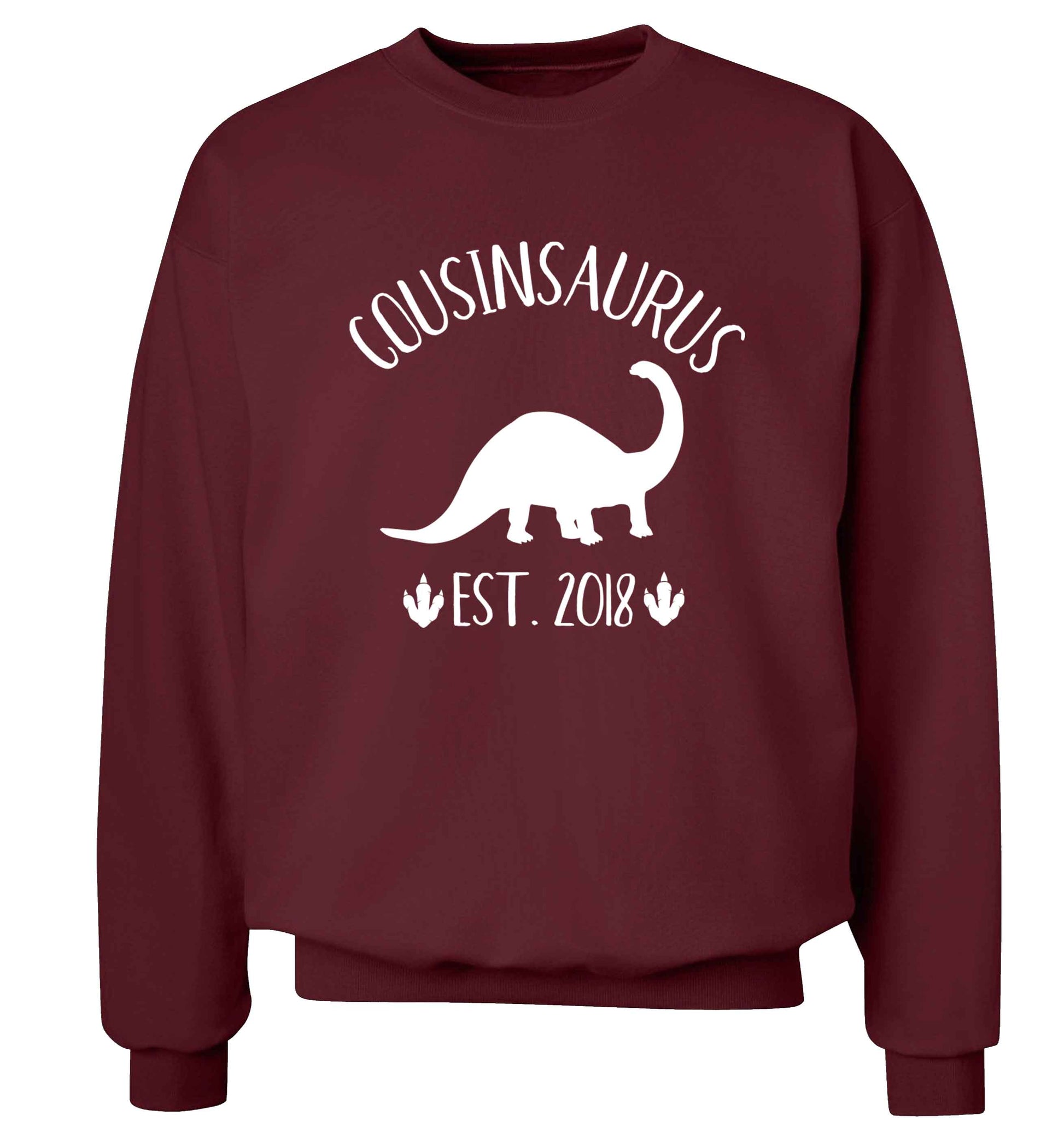 Personalised cousinsaurus since (custom date) Adult's unisex maroon Sweater 2XL