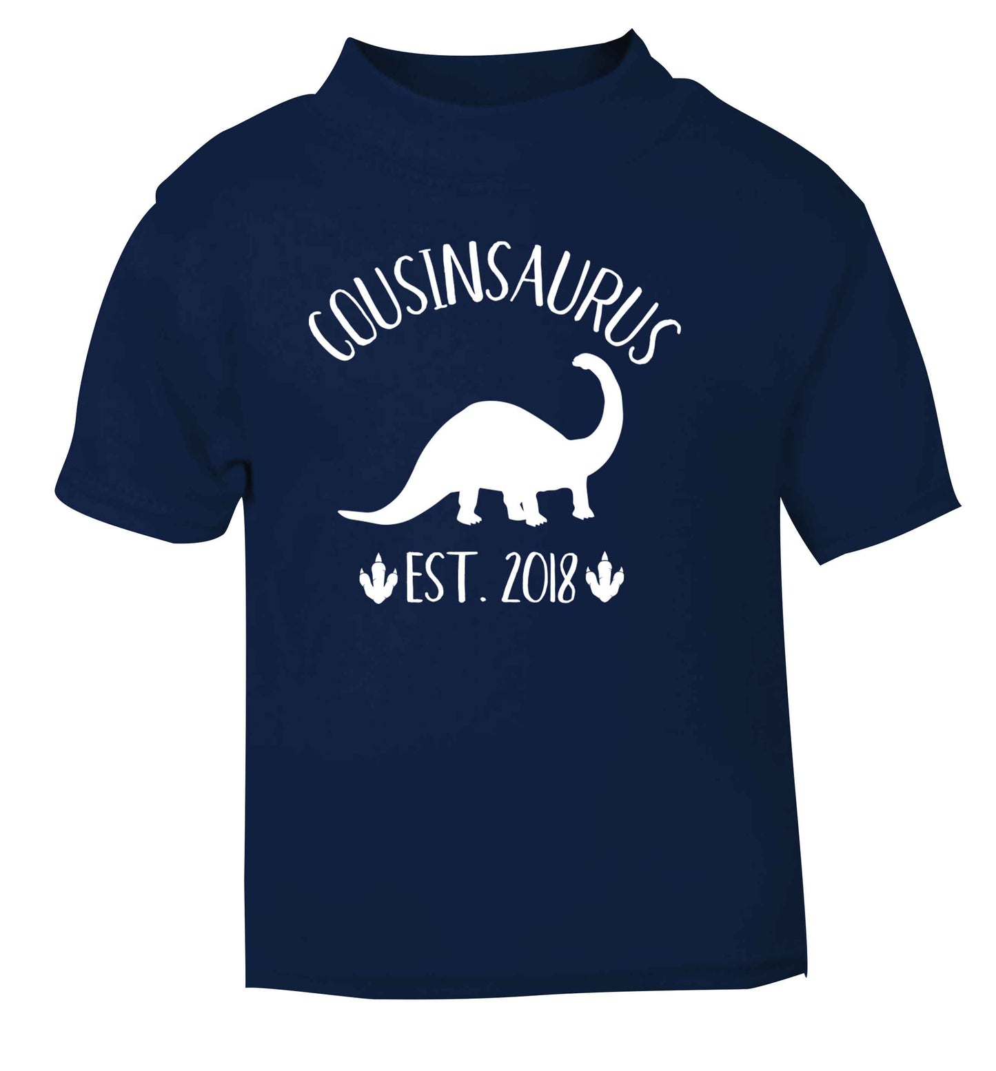 Personalised cousinsaurus since (custom date) navy Baby Toddler Tshirt 2 Years