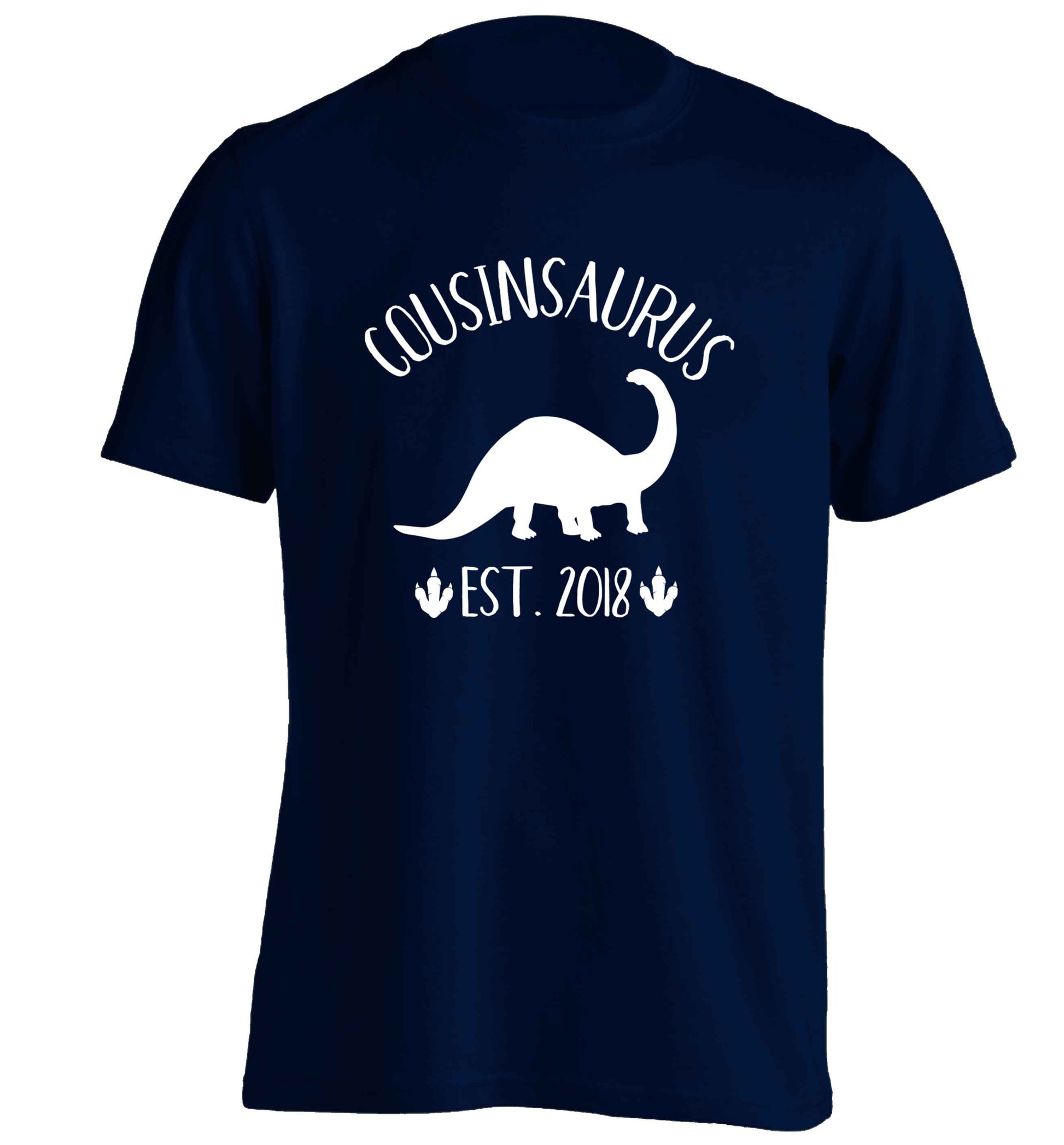 Personalised cousinsaurus since (custom date) adults unisex navy Tshirt 2XL