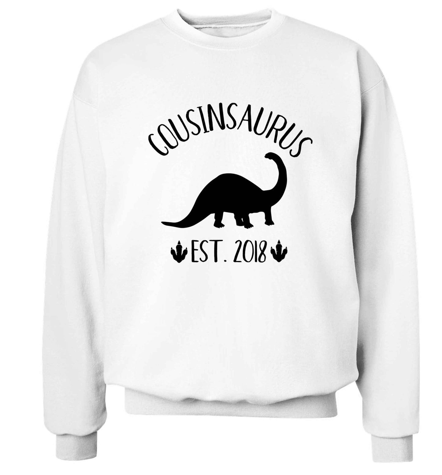 Personalised cousinsaurus since (custom date) Adult's unisex white Sweater 2XL