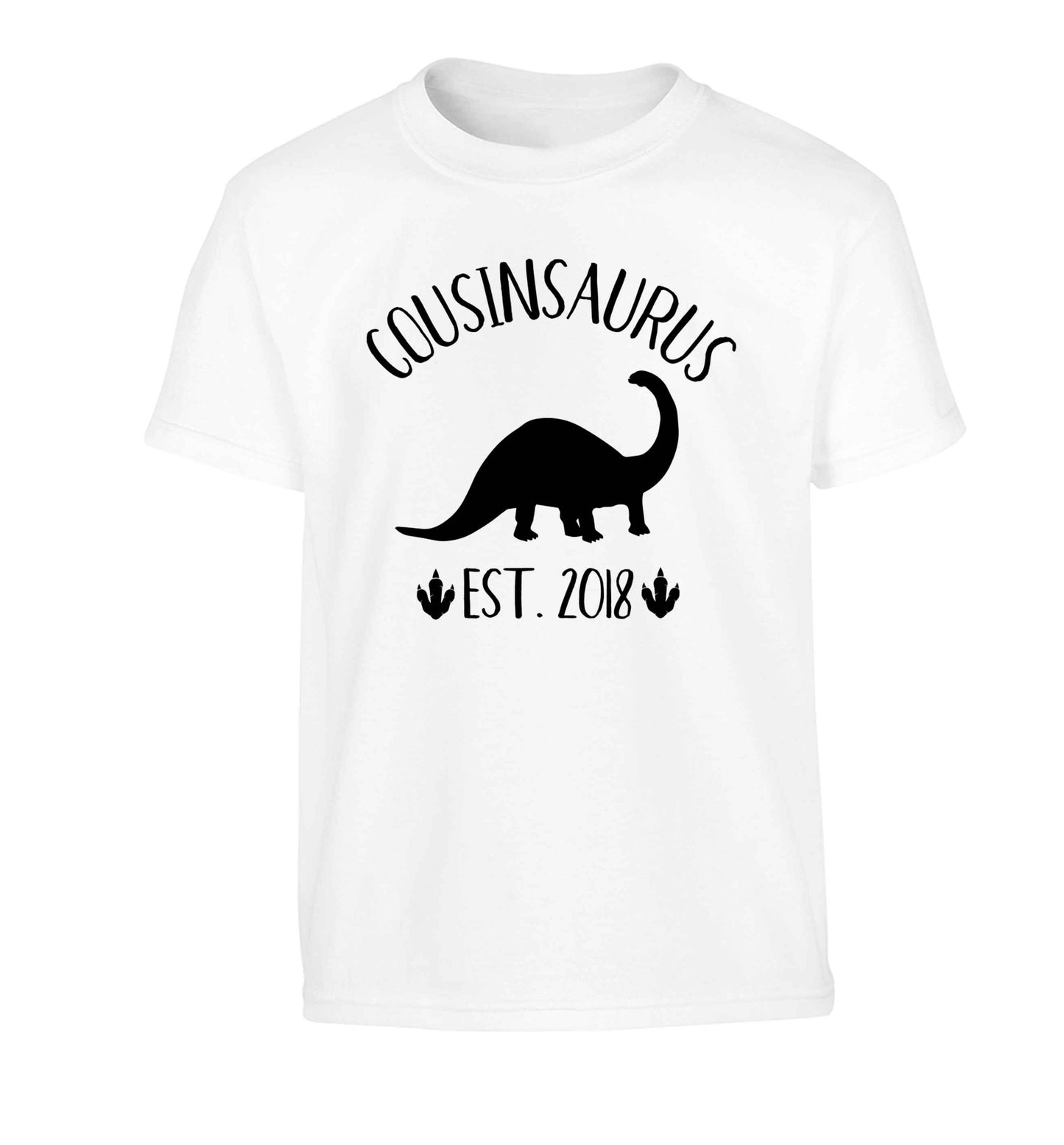 Personalised cousinsaurus since (custom date) Children's white Tshirt 12-13 Years