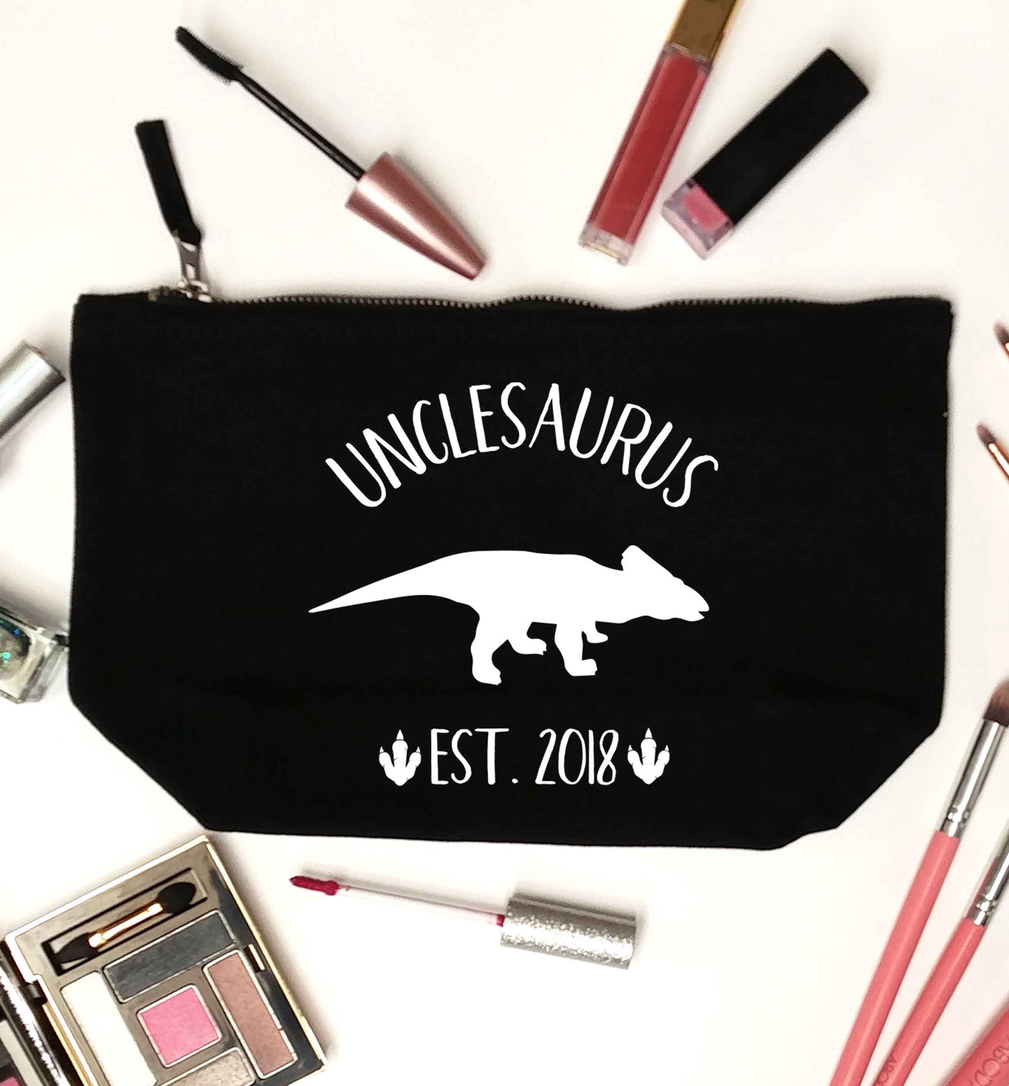 Personalised unclesaurus since (custom date) black makeup bag