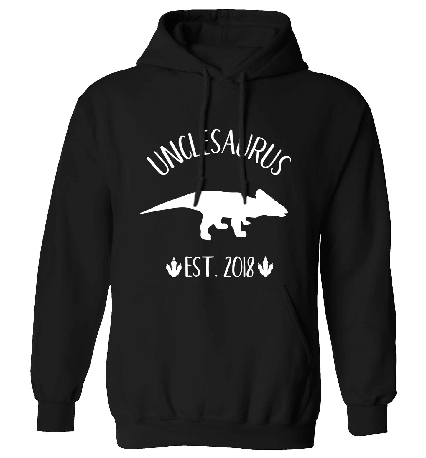 Personalised unclesaurus since (custom date) adults unisex black hoodie 2XL