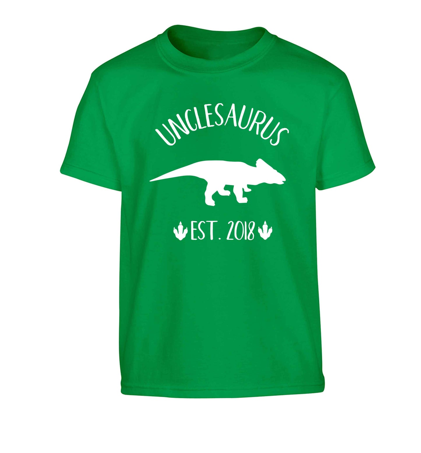 Personalised unclesaurus since (custom date) Children's green Tshirt 12-13 Years