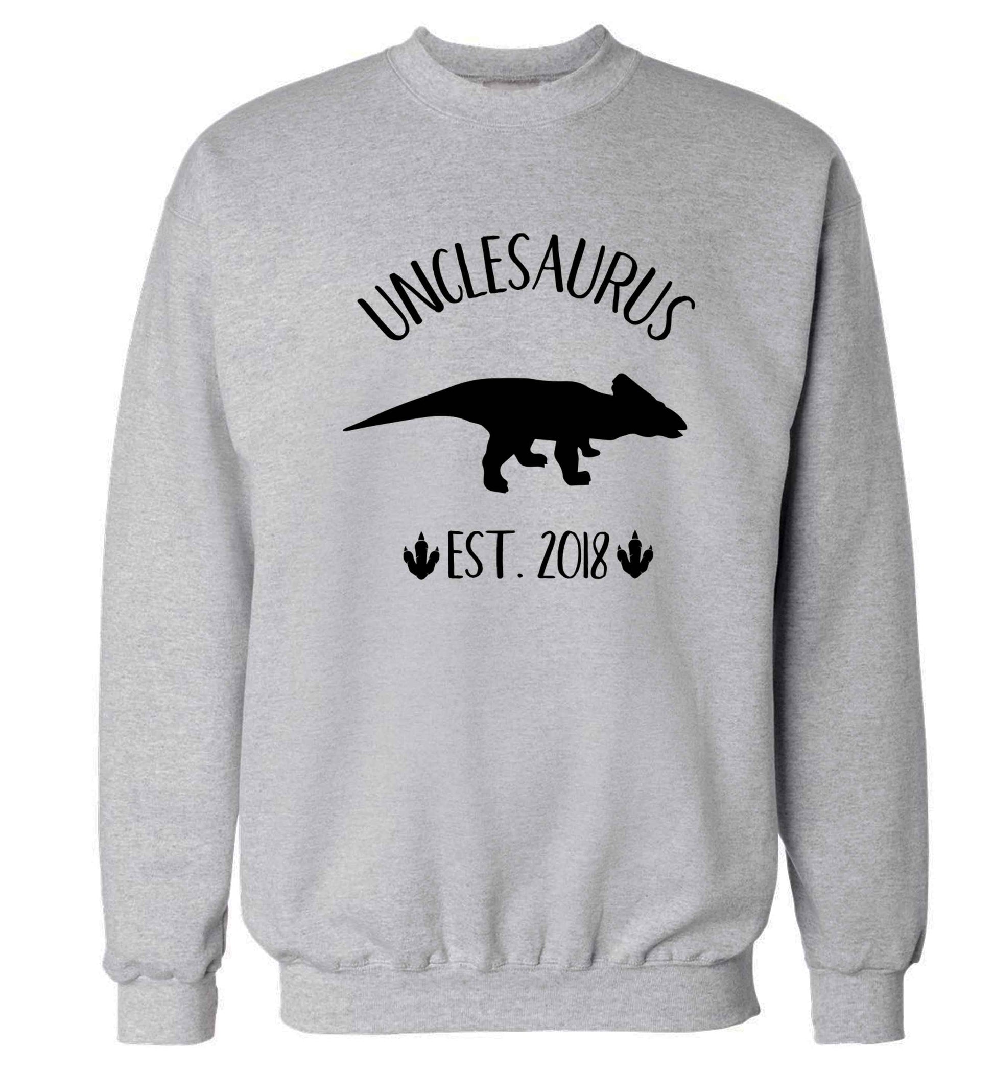 Personalised unclesaurus since (custom date) Adult's unisex grey Sweater 2XL