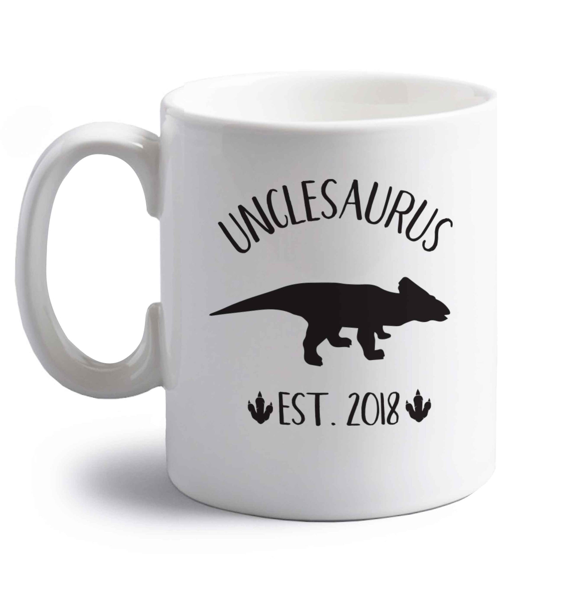 Personalised unclesaurus since (custom date) right handed white ceramic mug 