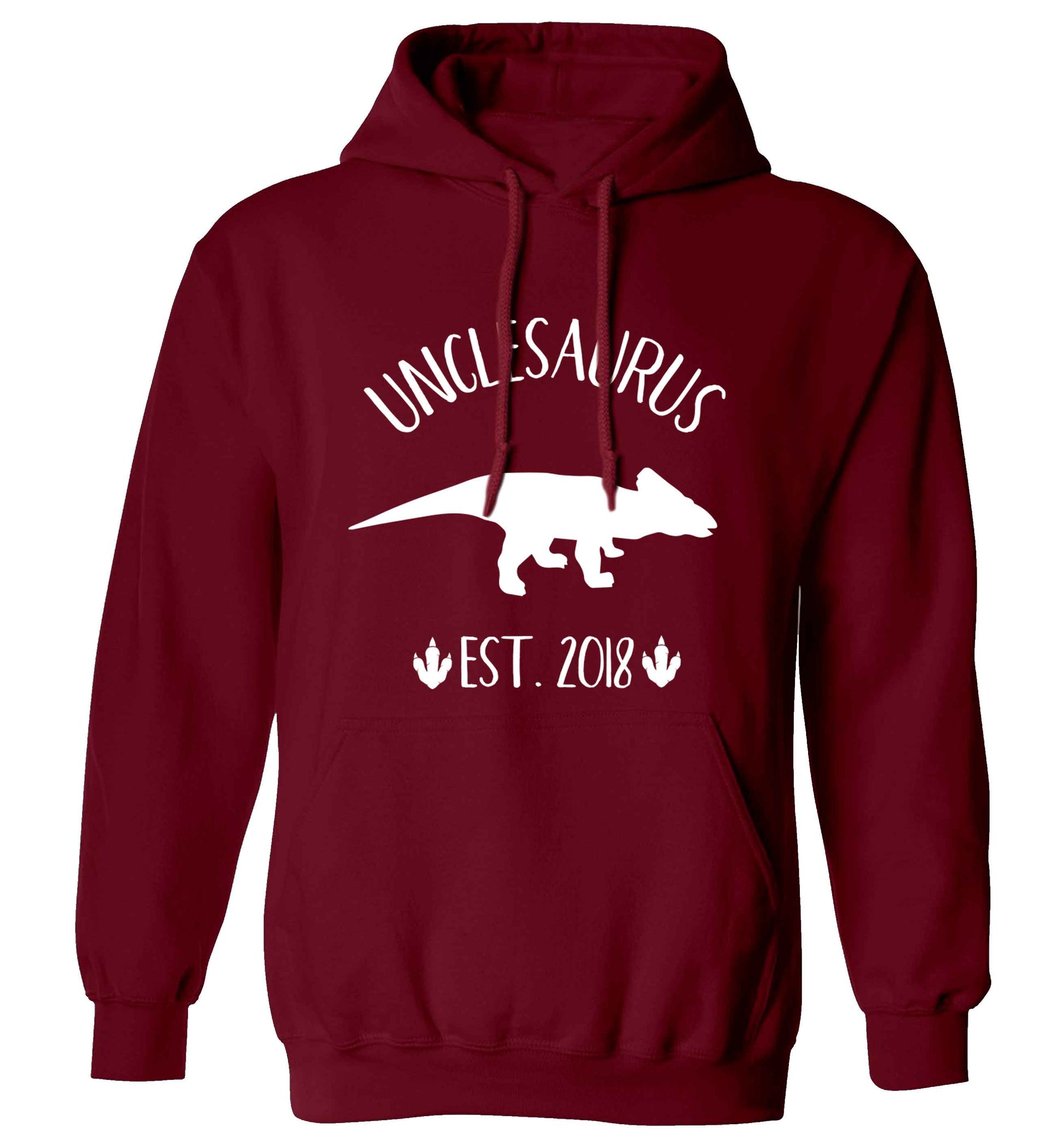 Personalised unclesaurus since (custom date) adults unisex maroon hoodie 2XL