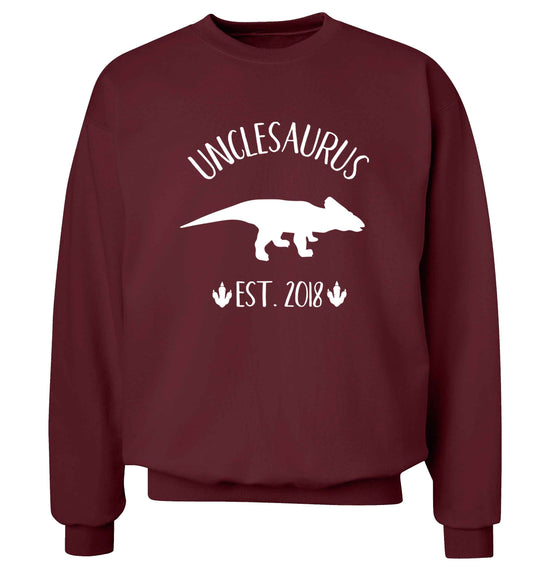 Personalised unclesaurus since (custom date) Adult's unisex maroon Sweater 2XL