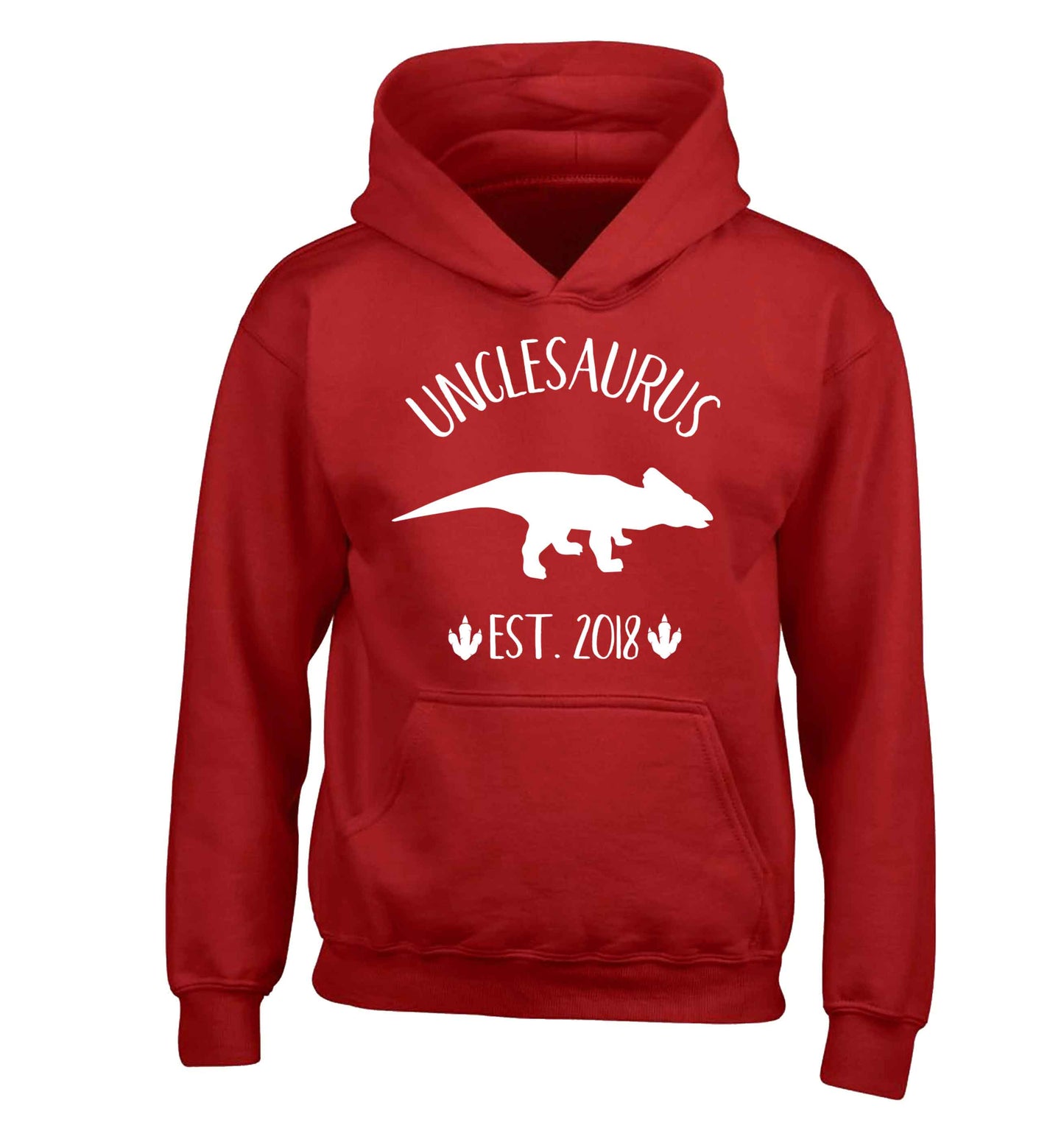 Personalised unclesaurus since (custom date) children's red hoodie 12-13 Years