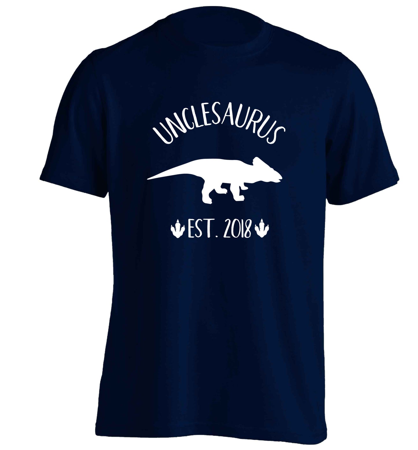 Personalised unclesaurus since (custom date) adults unisex navy Tshirt 2XL