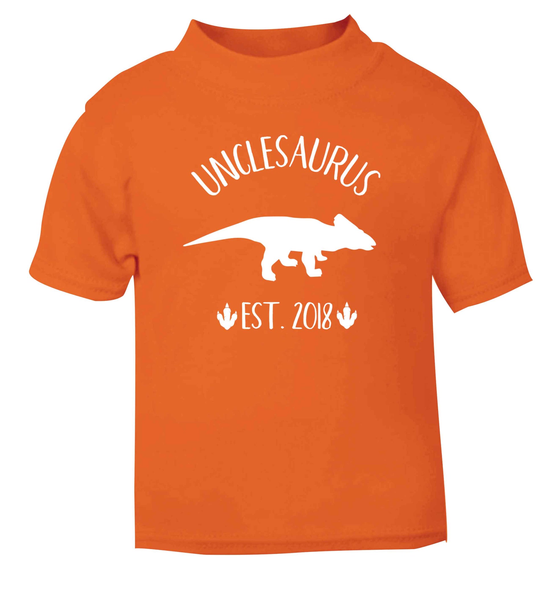 Personalised unclesaurus since (custom date) orange Baby Toddler Tshirt 2 Years