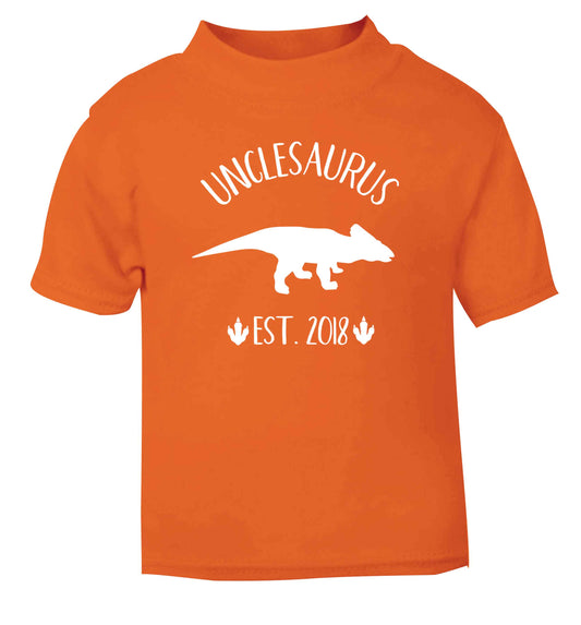 Personalised unclesaurus since (custom date) orange Baby Toddler Tshirt 2 Years
