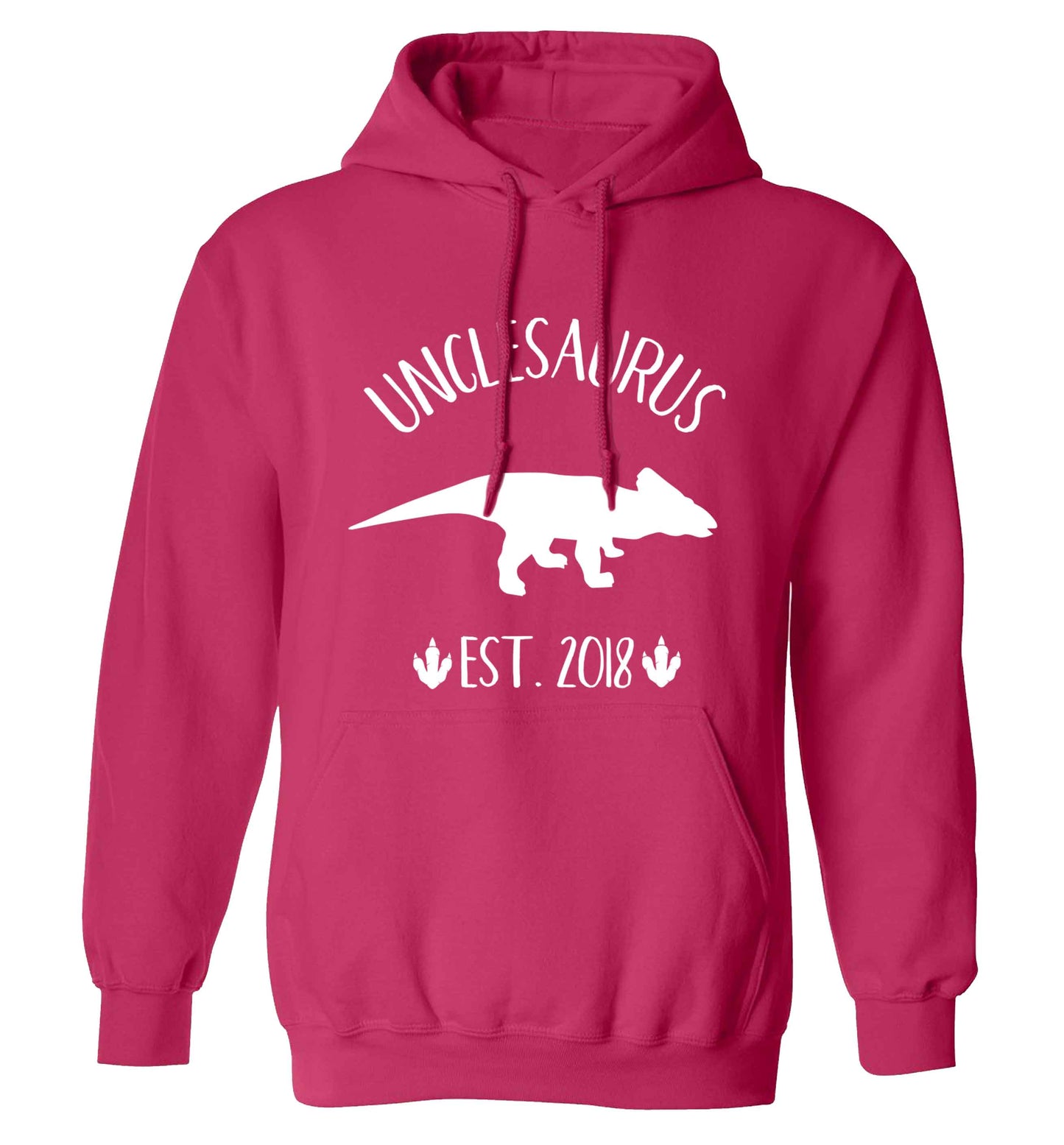 Personalised unclesaurus since (custom date) adults unisex pink hoodie 2XL