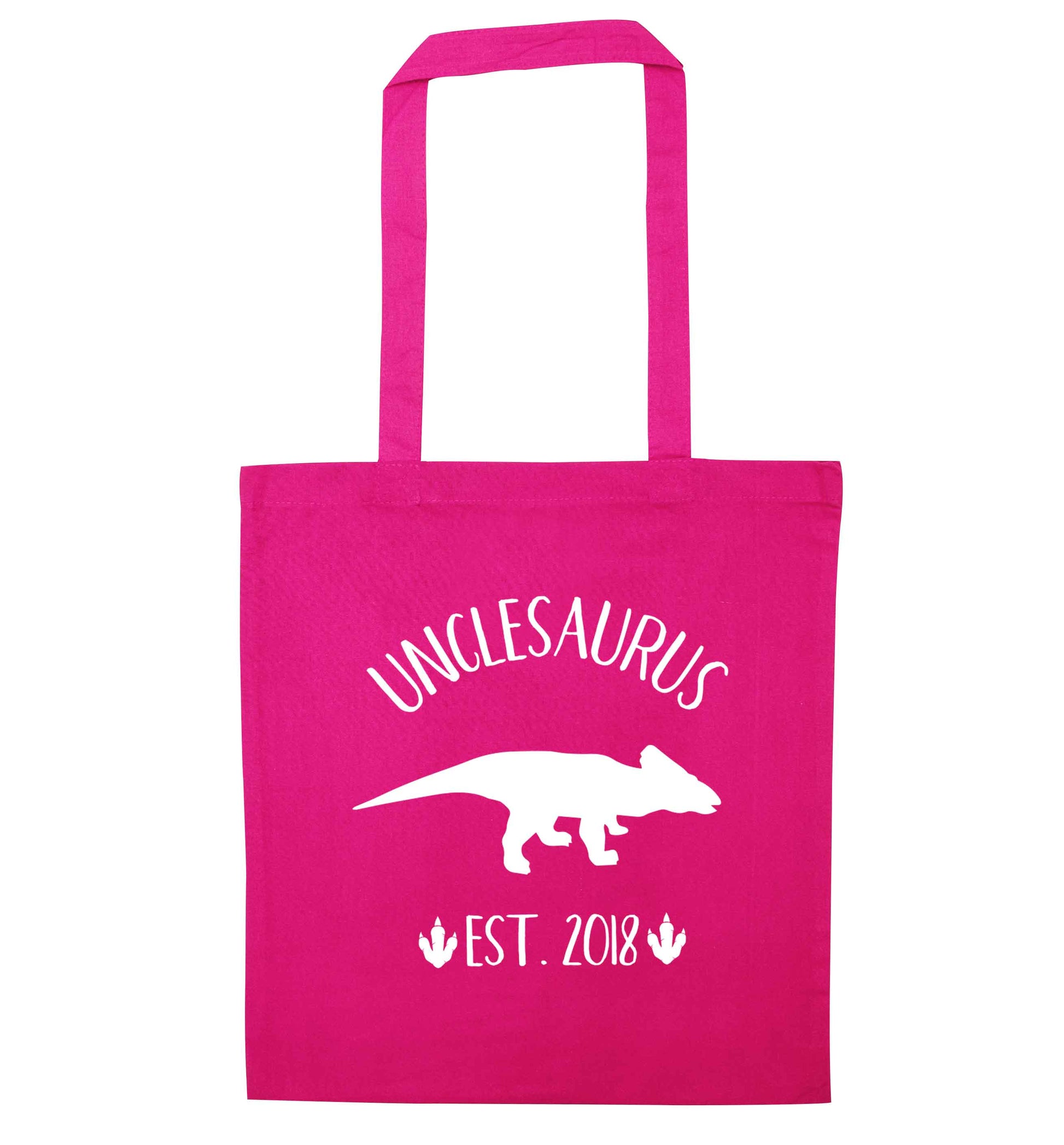 Personalised unclesaurus since (custom date) pink tote bag