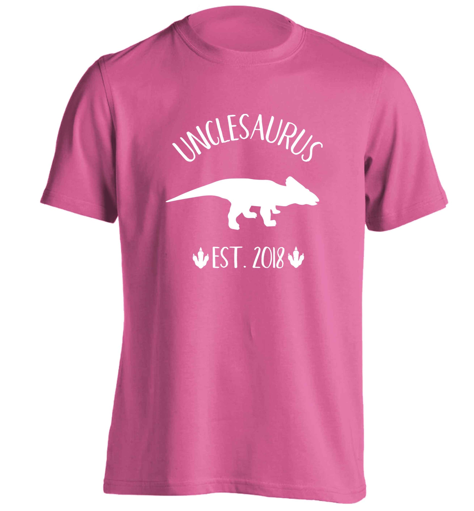 Personalised unclesaurus since (custom date) adults unisex pink Tshirt 2XL