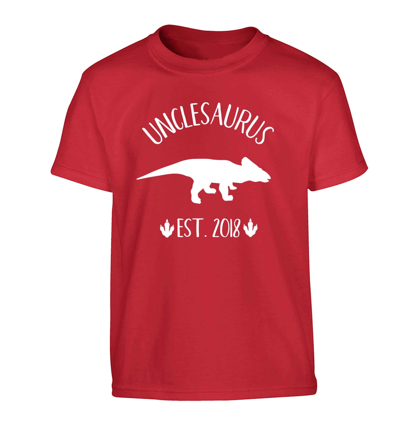Personalised unclesaurus since (custom date) Children's red Tshirt 12-13 Years