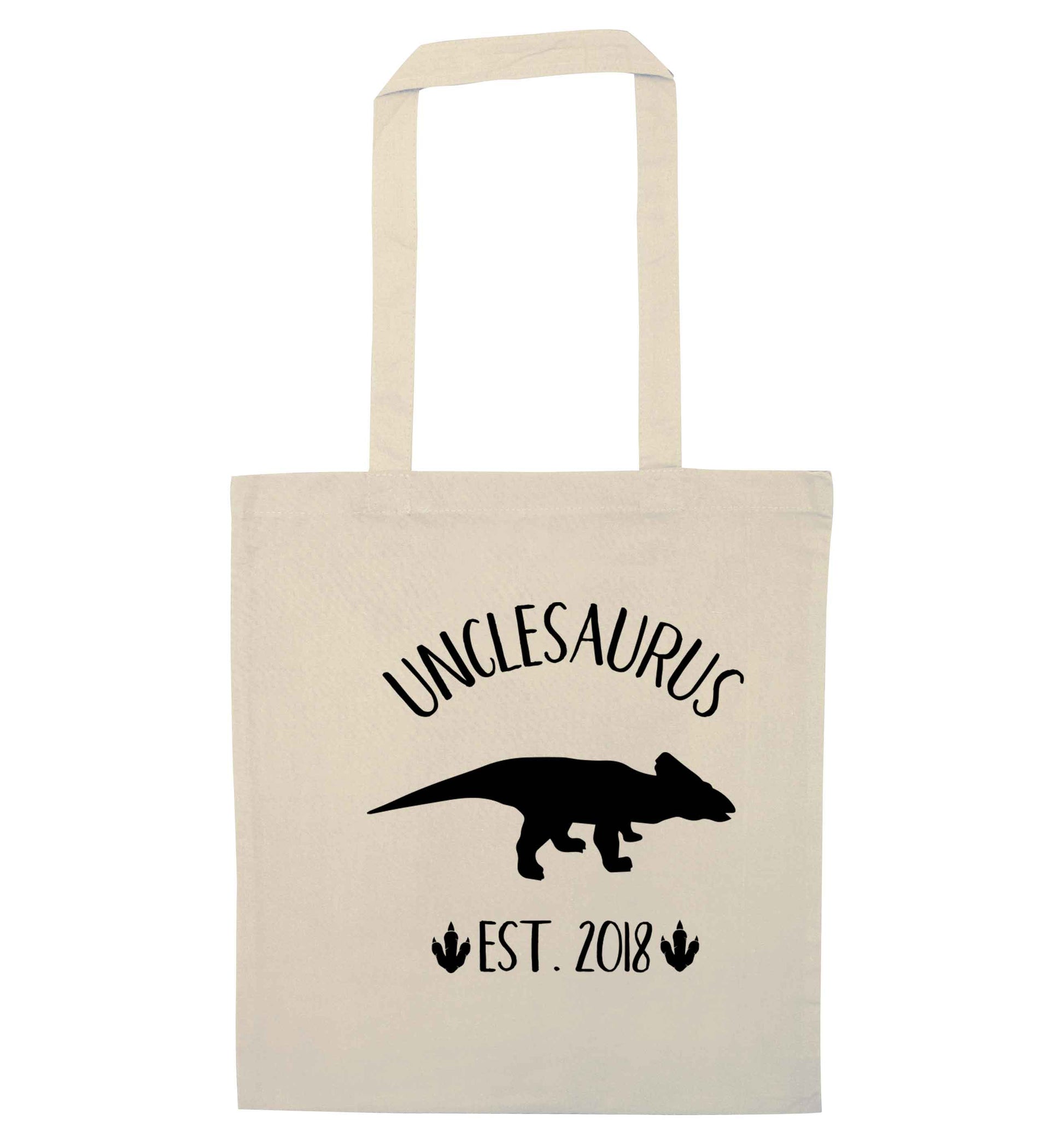 Personalised unclesaurus since (custom date) natural tote bag