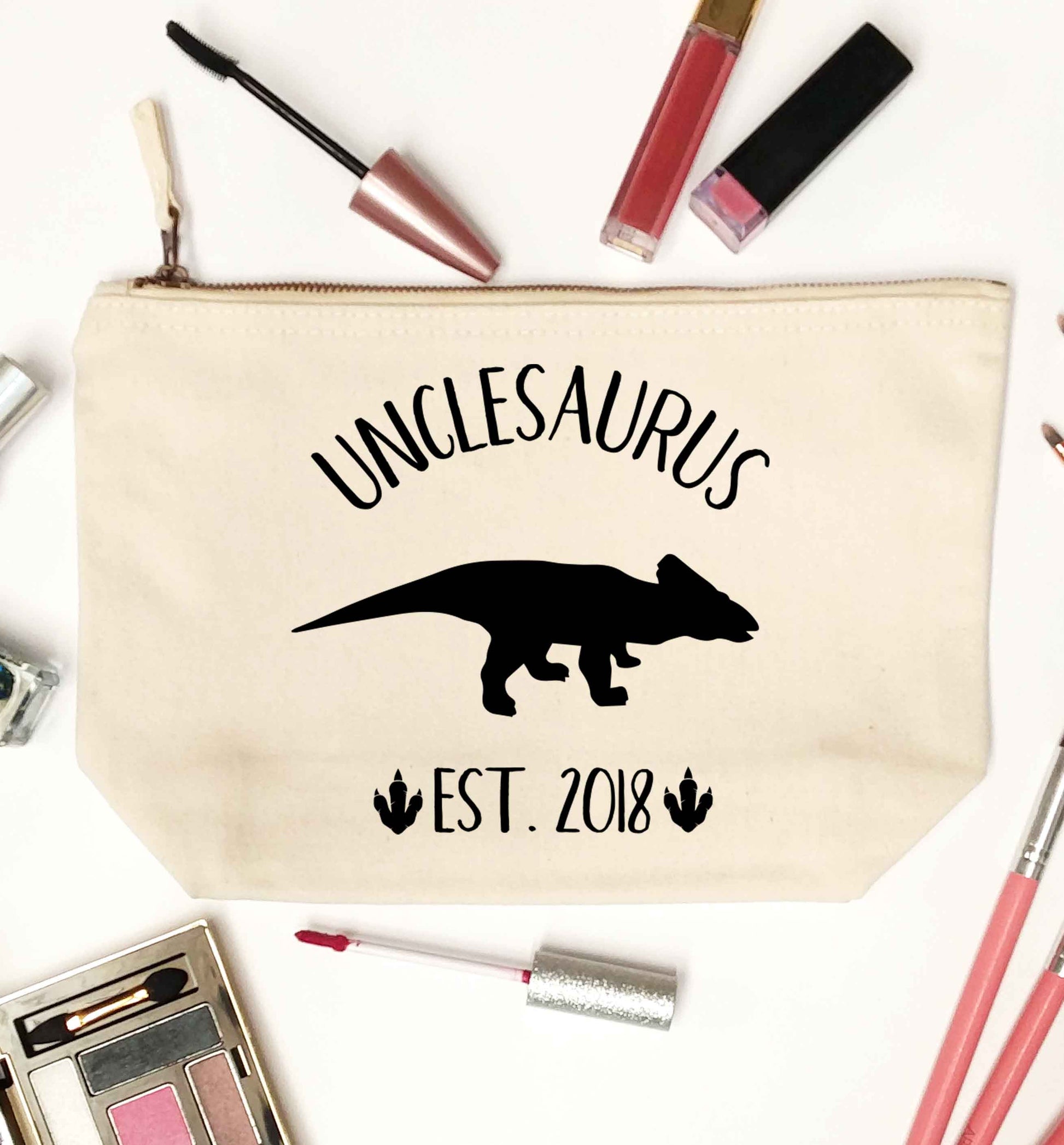 Personalised unclesaurus since (custom date) natural makeup bag