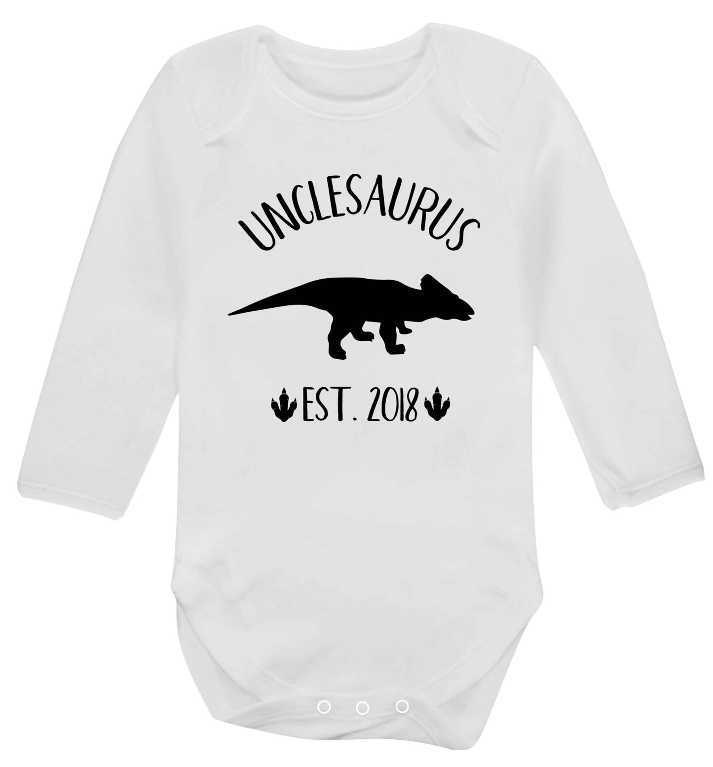 Personalised unclesaurus since (custom date) Baby Vest long sleeved white 6-12 months