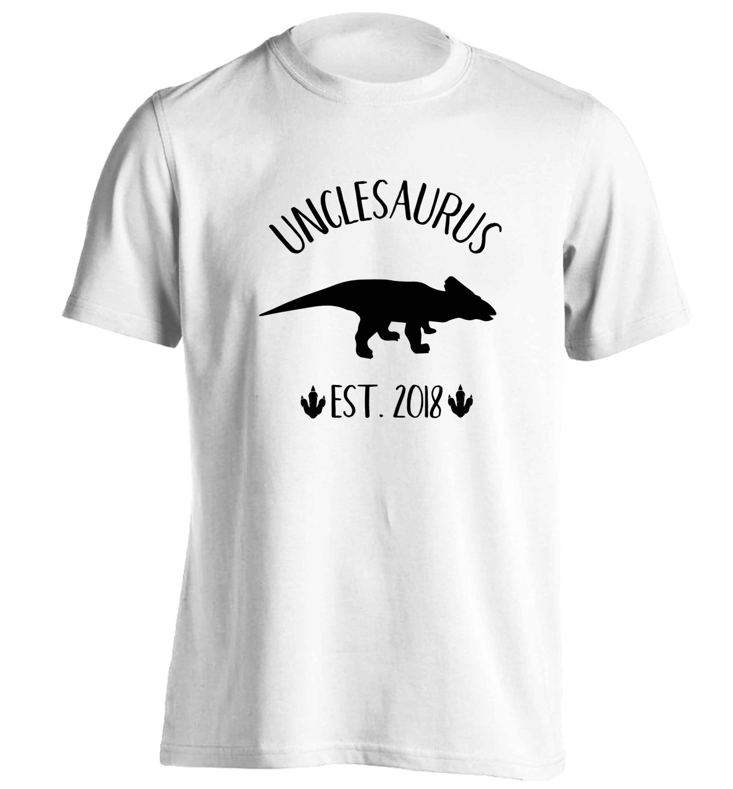 Personalised unclesaurus since (custom date) adults unisex white Tshirt 2XL