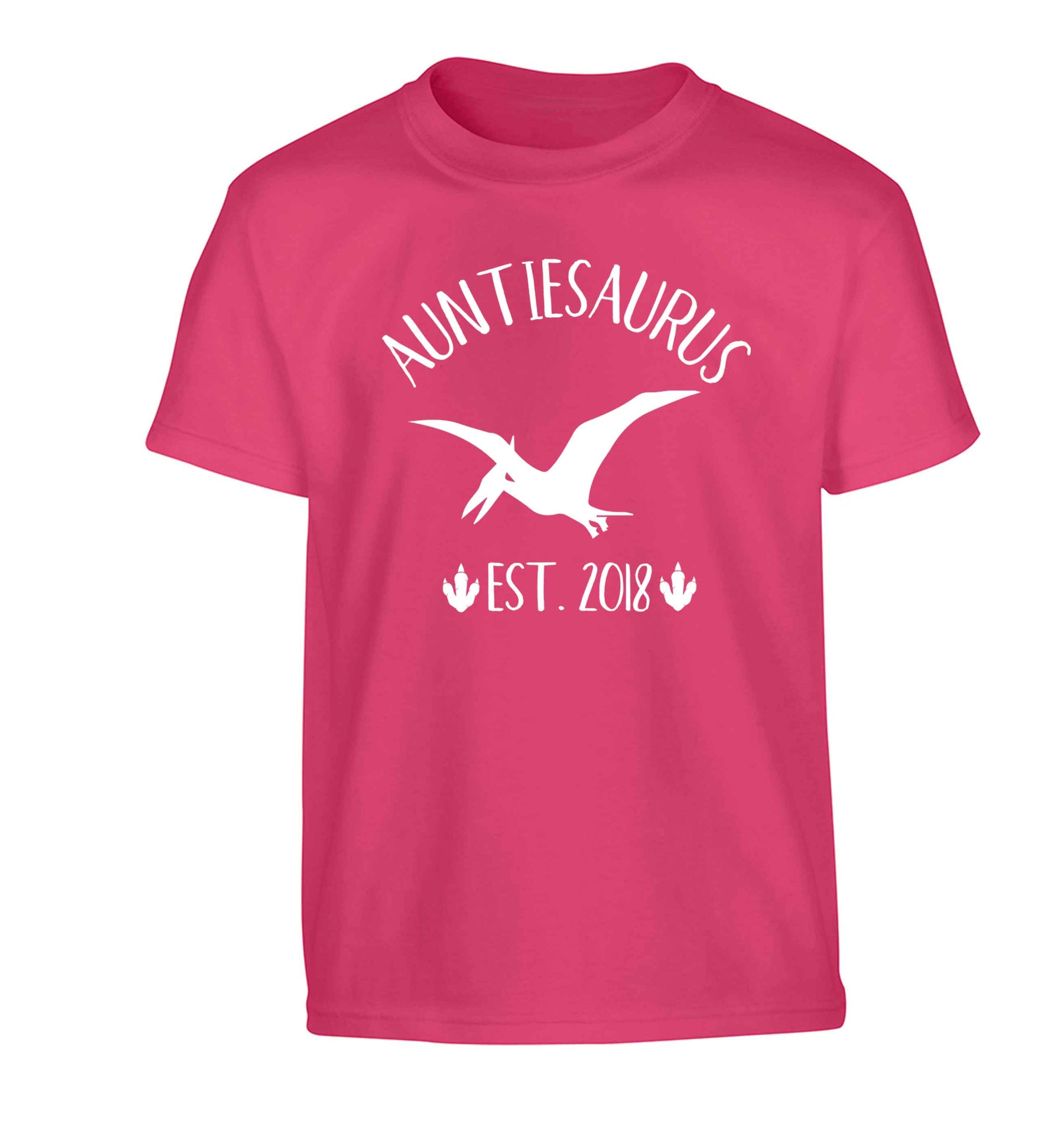 Personalised auntiesaurus since (custom date) Children's pink Tshirt 12-13 Years