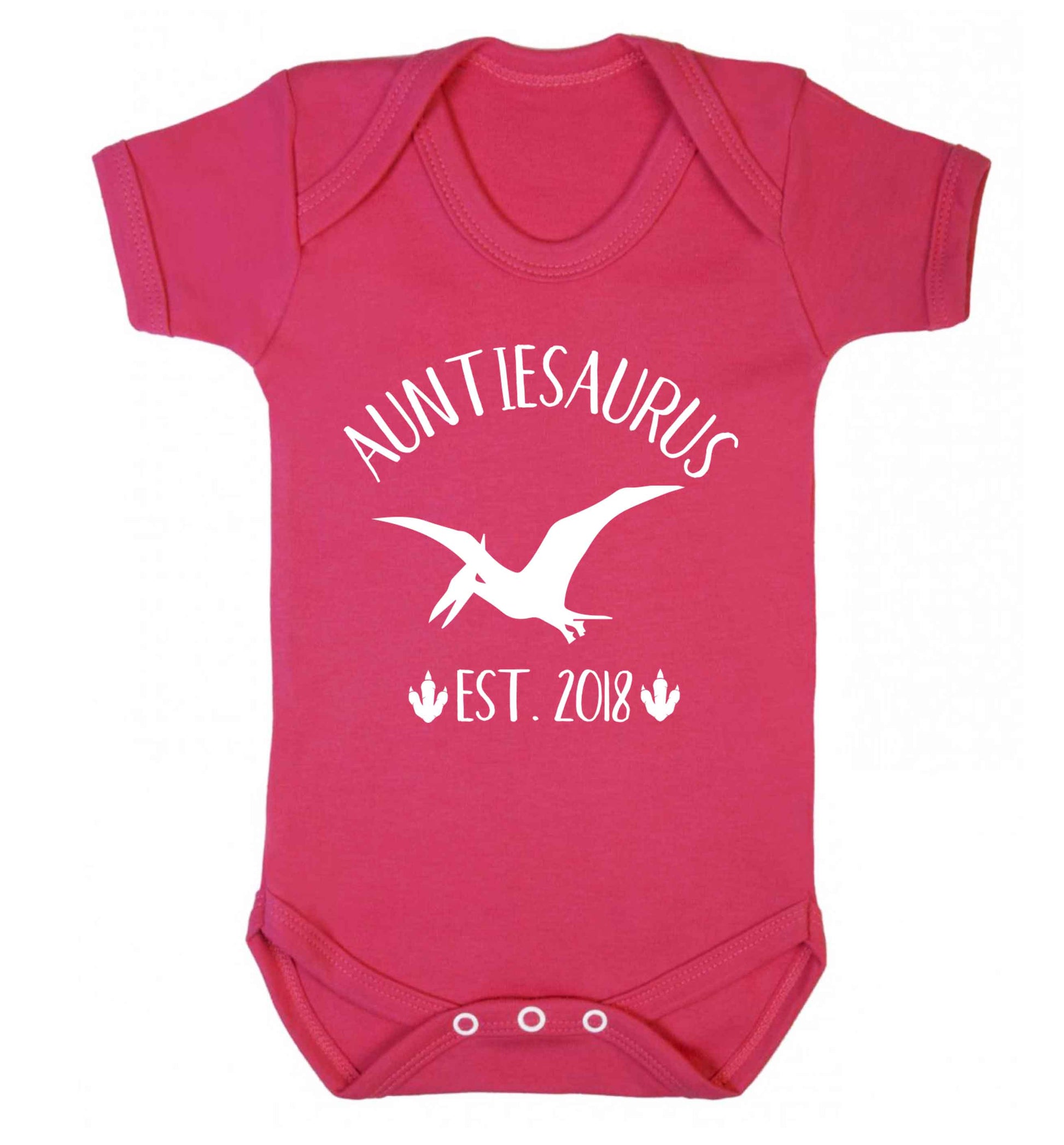 Personalised auntiesaurus since (custom date) Baby Vest dark pink 18-24 months