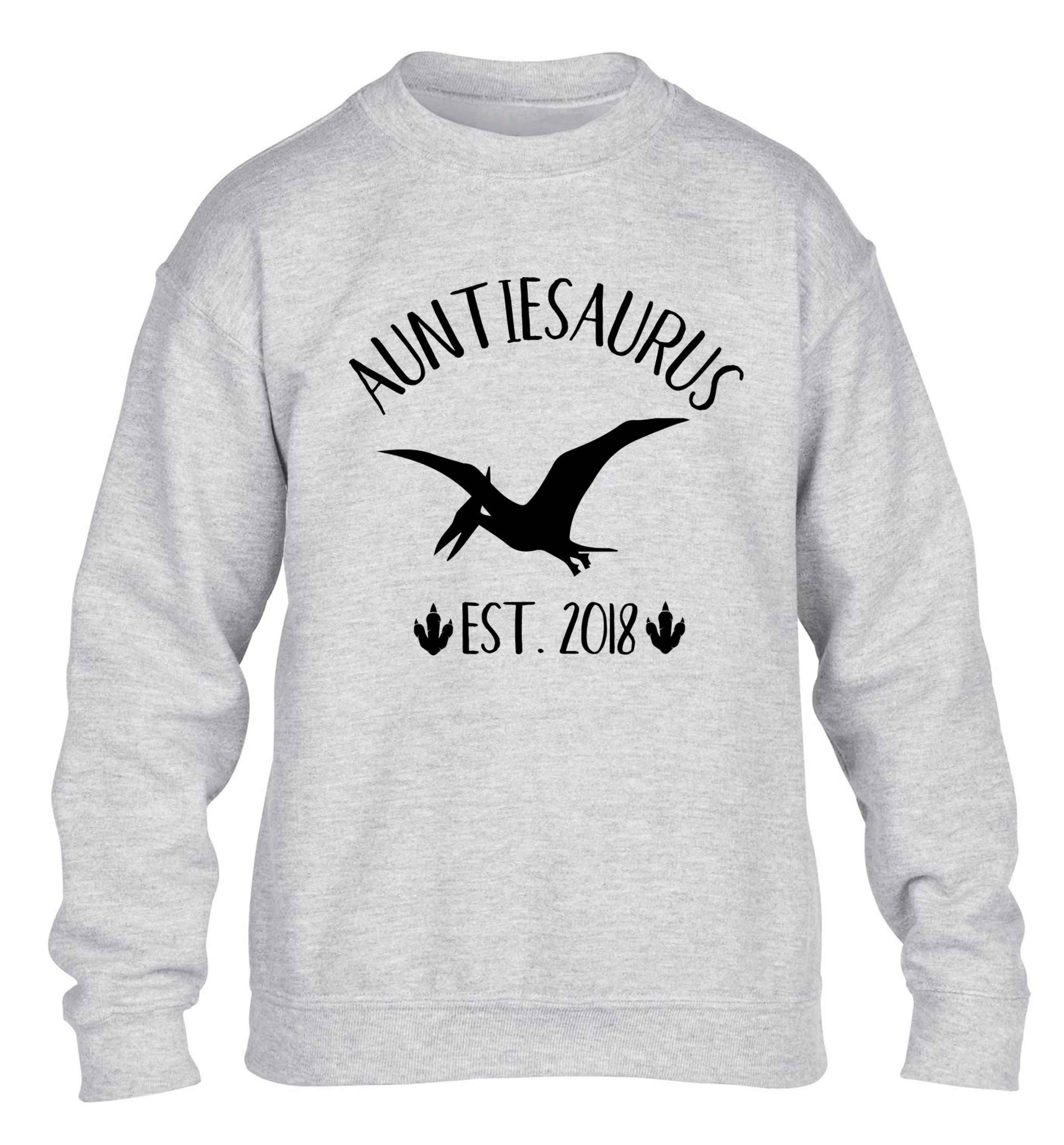 Personalised auntiesaurus since (custom date) children's grey sweater 12-13 Years
