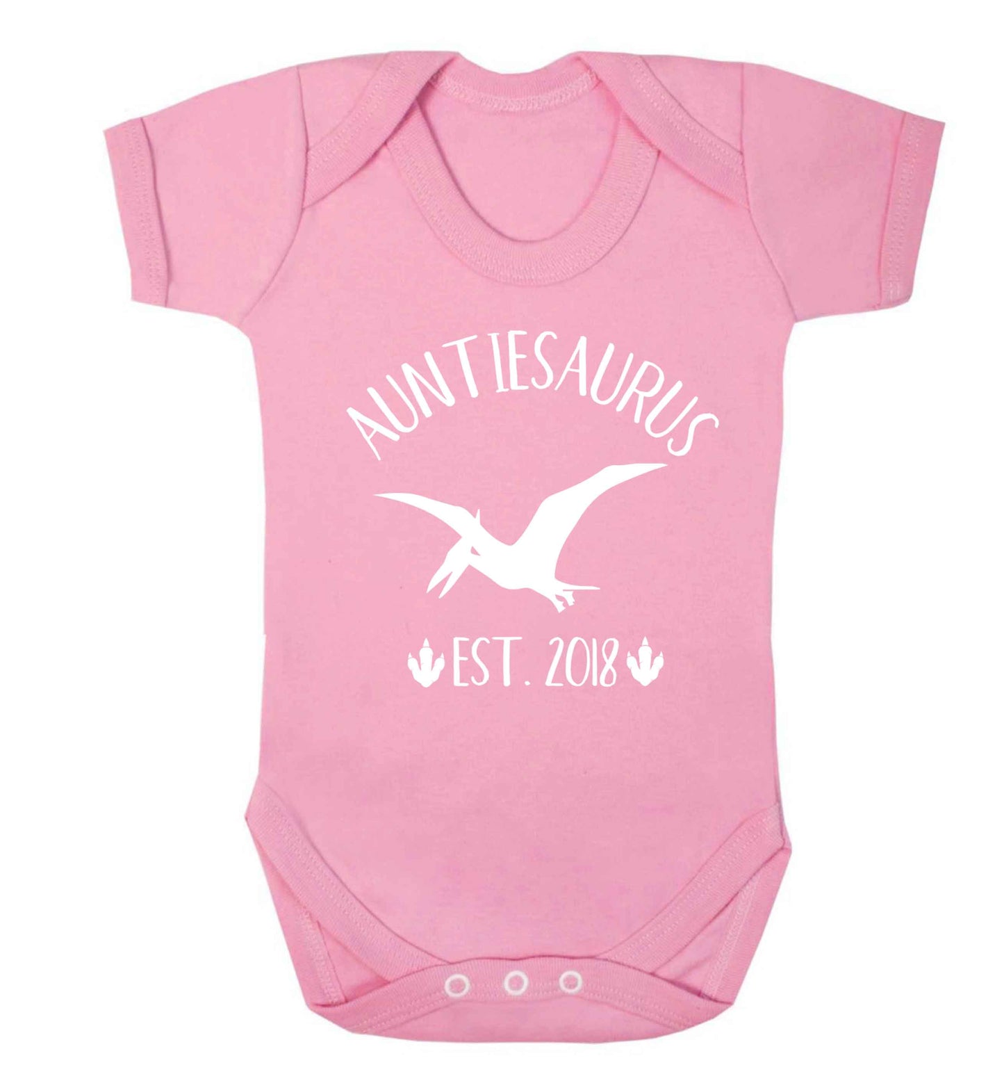 Personalised auntiesaurus since (custom date) Baby Vest pale pink 18-24 months