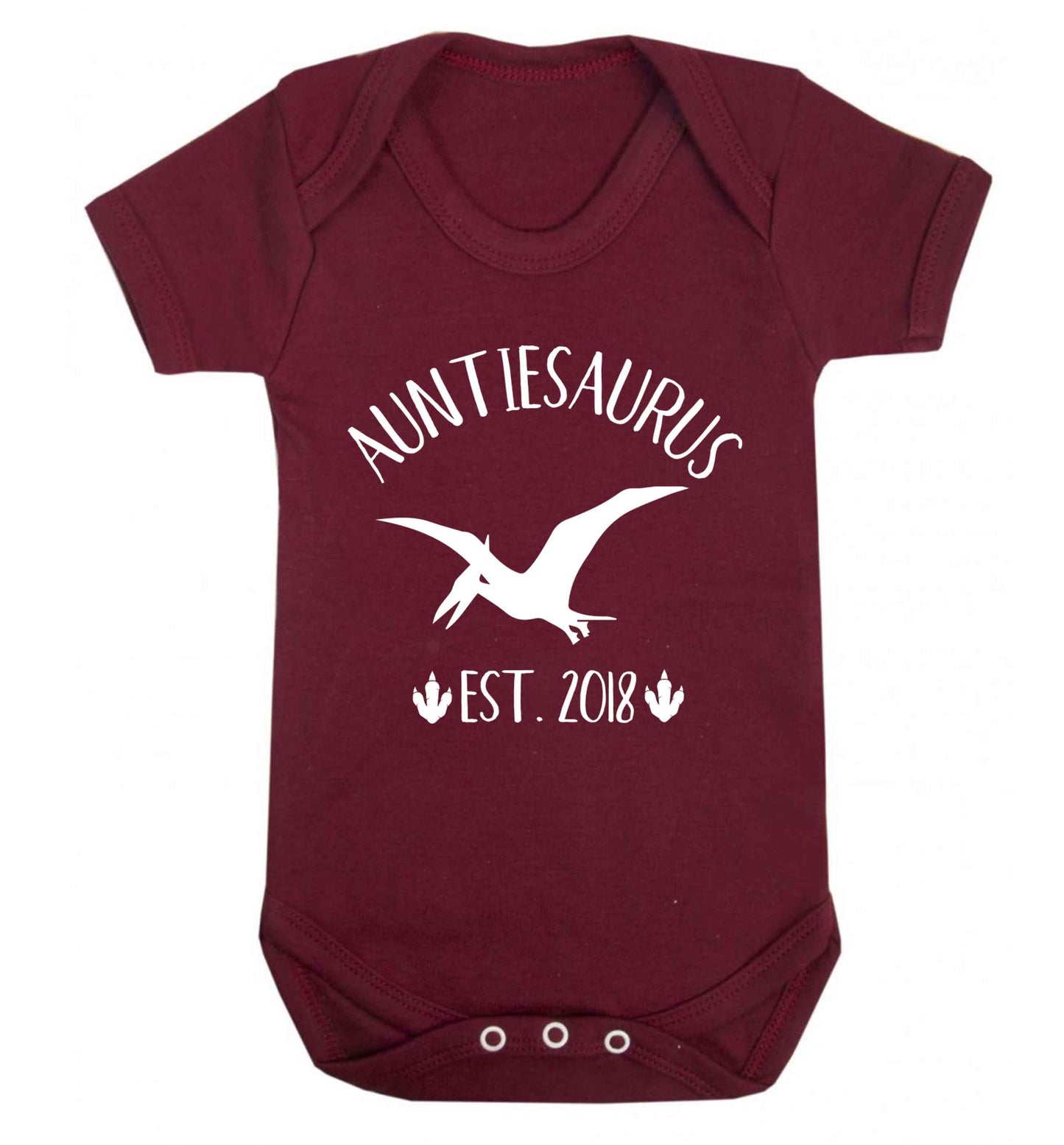 Personalised auntiesaurus since (custom date) Baby Vest maroon 18-24 months