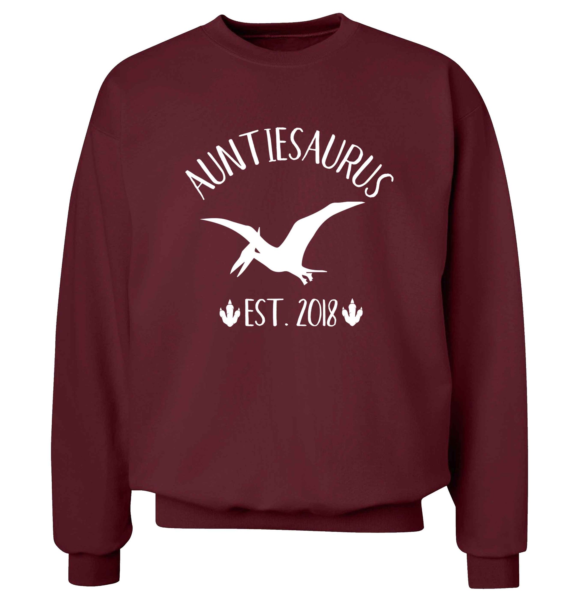 Personalised auntiesaurus since (custom date) Adult's unisex maroon Sweater 2XL