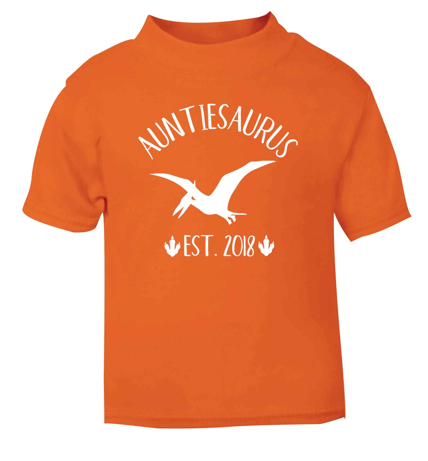 Personalised auntiesaurus since (custom date) orange Baby Toddler Tshirt 2 Years