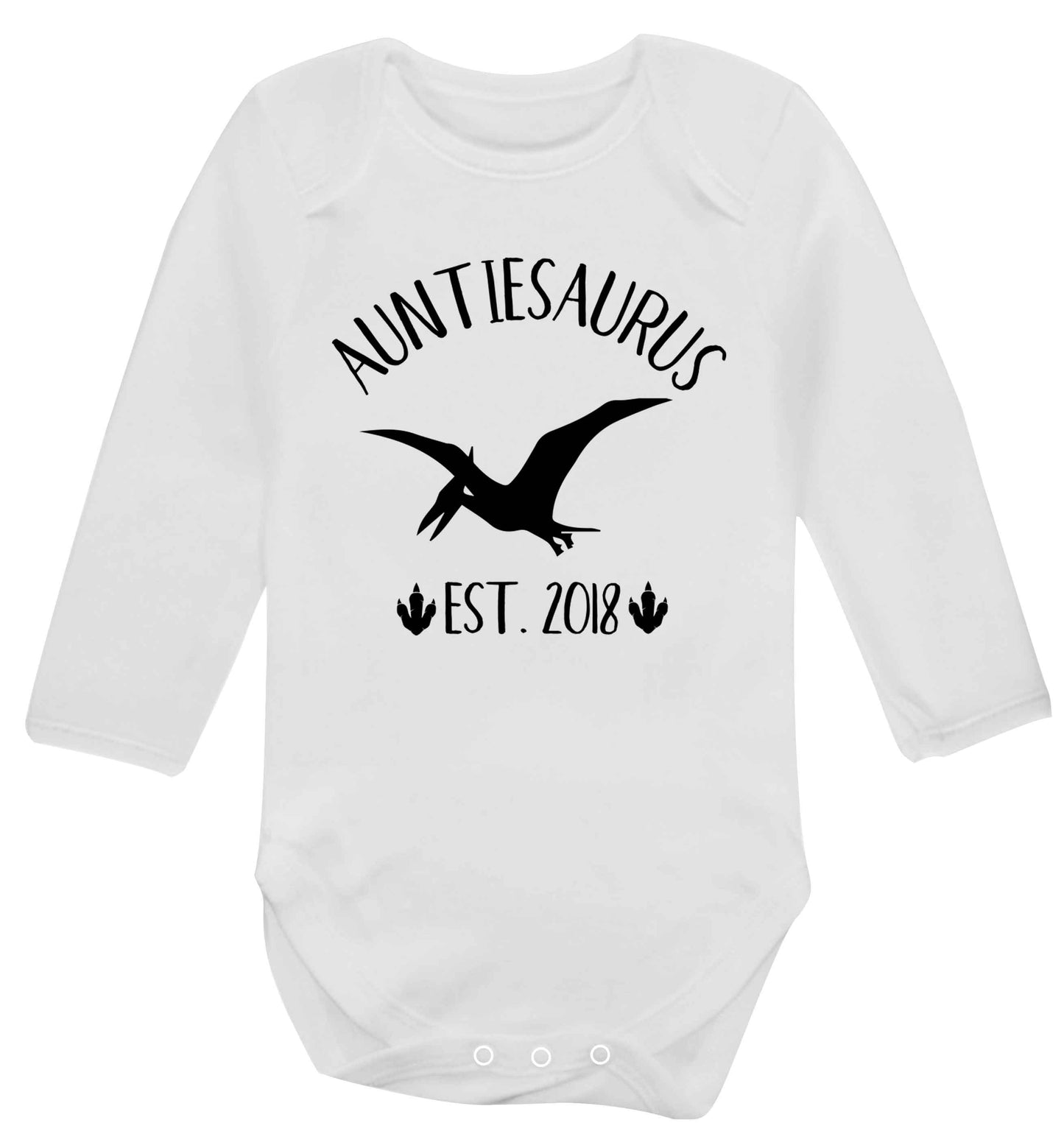 Personalised auntiesaurus since (custom date) Baby Vest long sleeved white 6-12 months