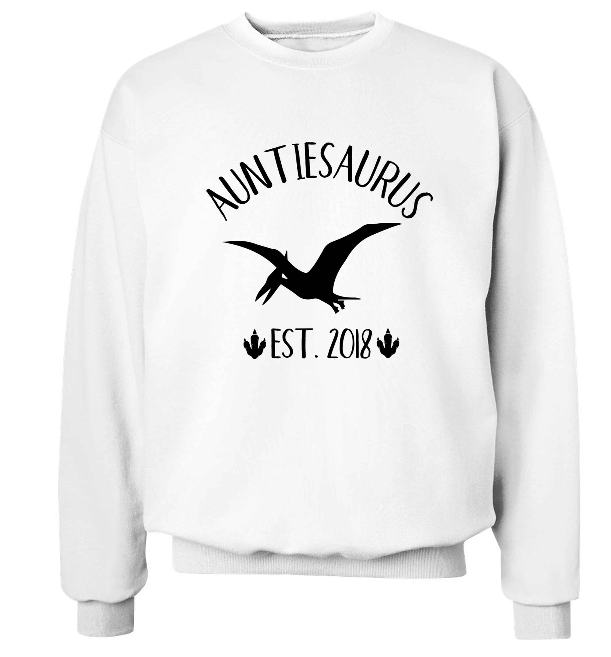 Personalised auntiesaurus since (custom date) Adult's unisex white Sweater 2XL
