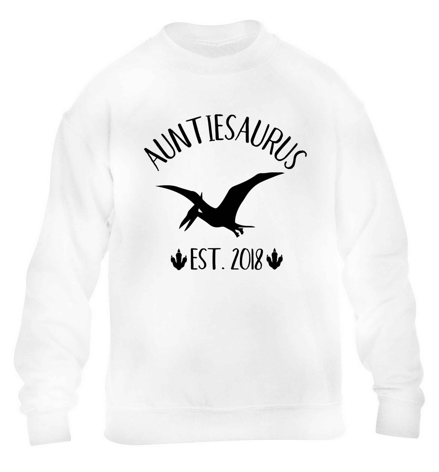 Personalised auntiesaurus since (custom date) children's white sweater 12-13 Years