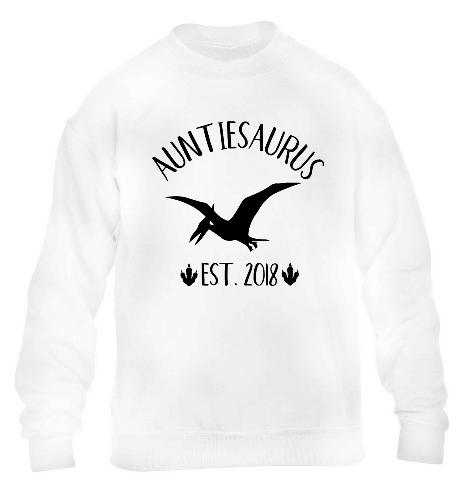 Personalised auntiesaurus since (custom date) children's white sweater 12-13 Years