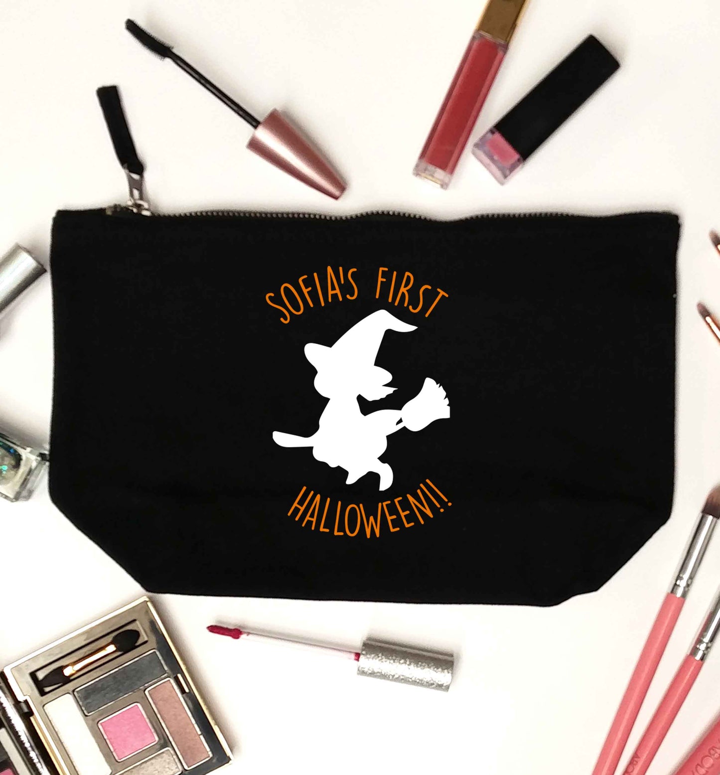 Personalised first halloween - Witch black makeup bag