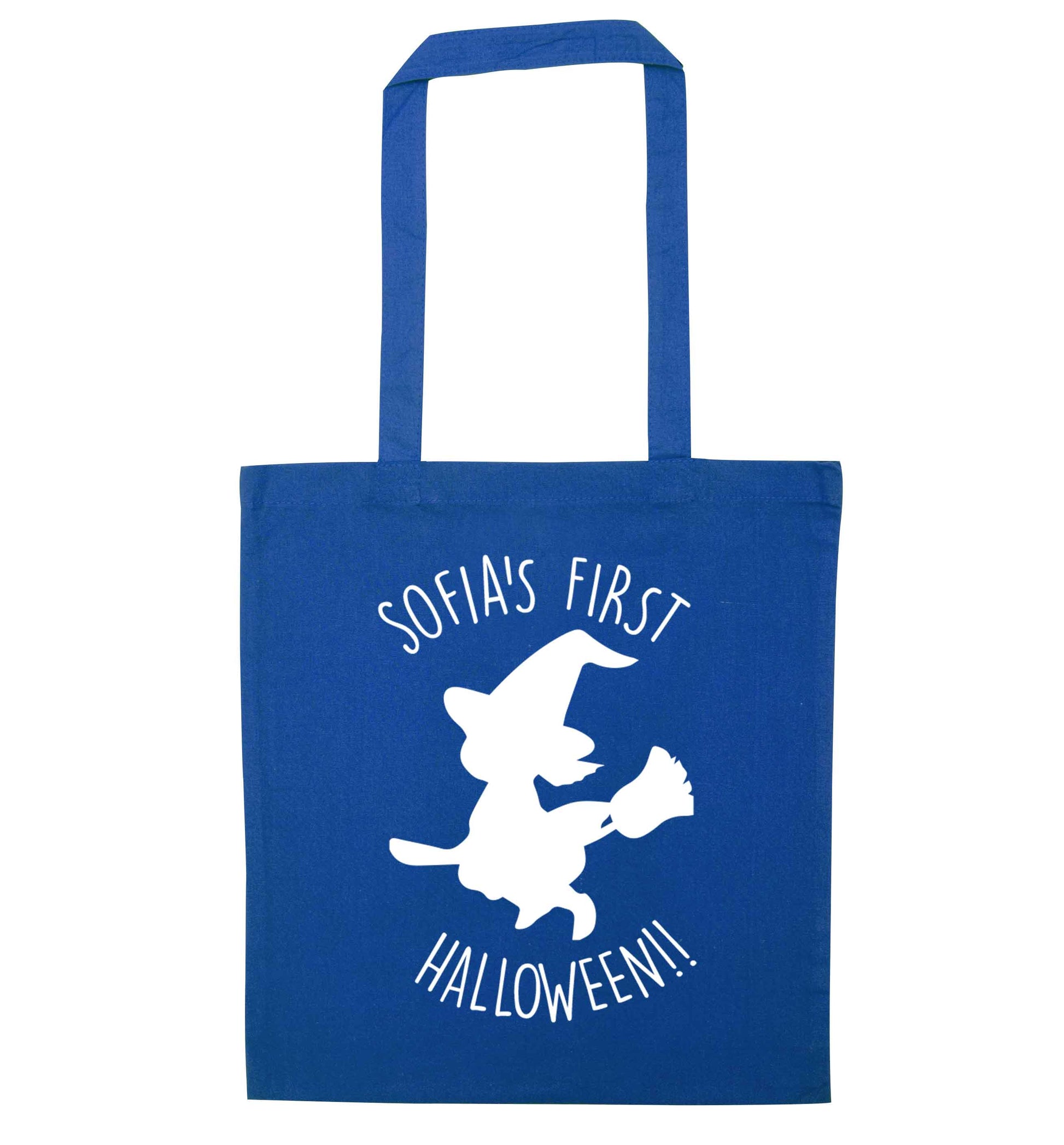 Personalised first halloween - Witch blue tote bag