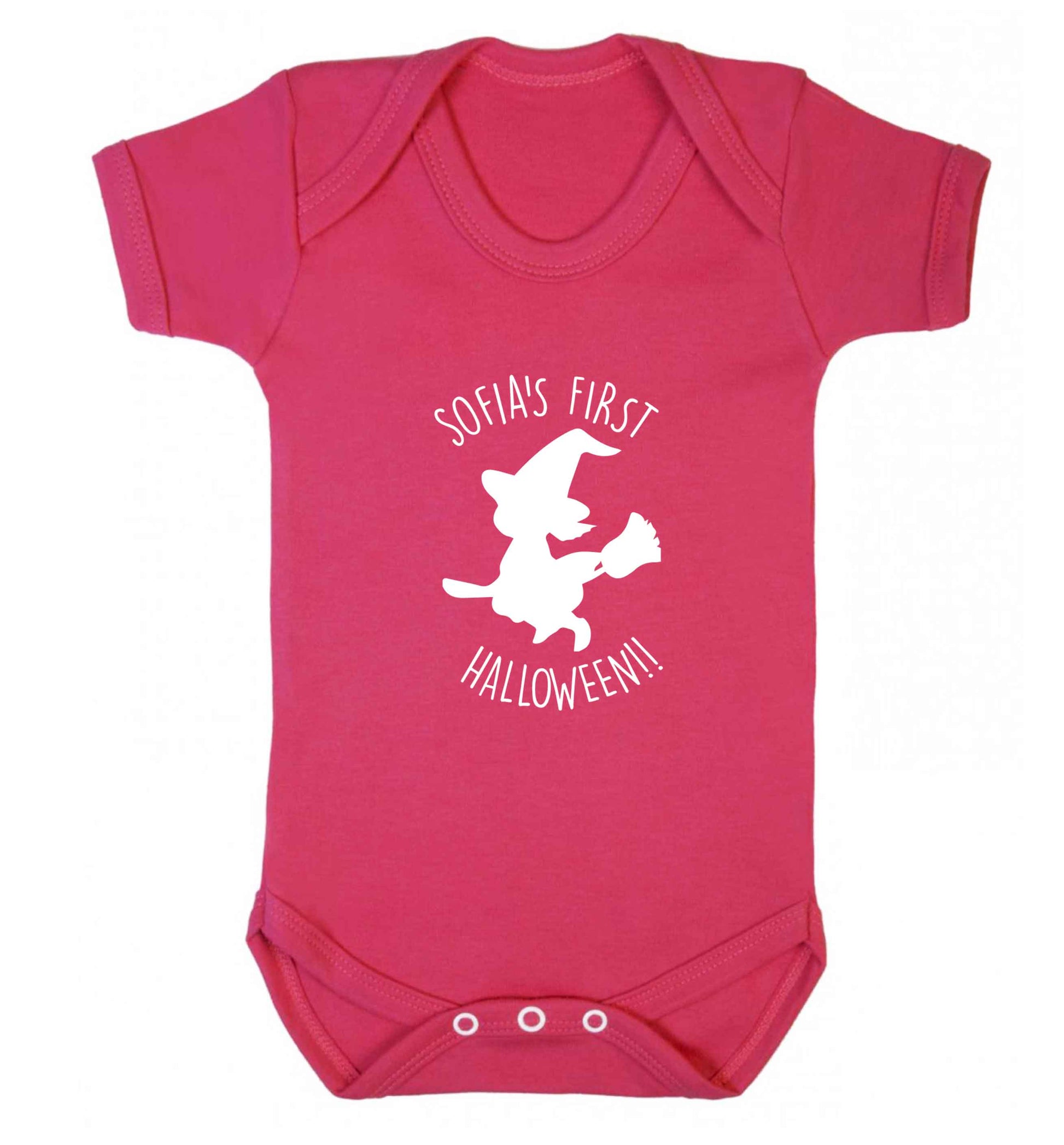 Personalised first halloween - Witch baby vest dark pink 18-24 months
